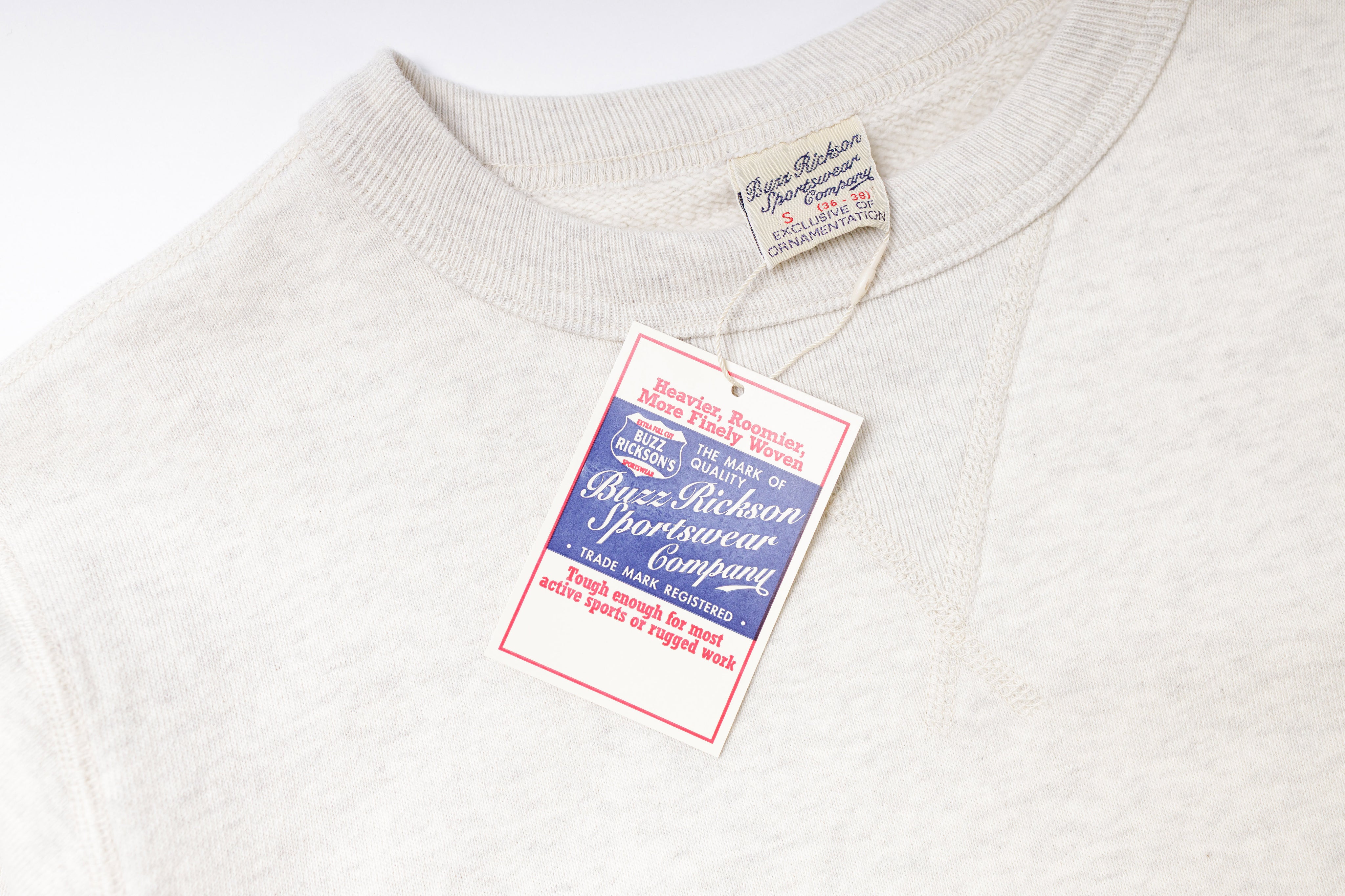 Plain Sweatshirt in Oatmeal Neck and Label View