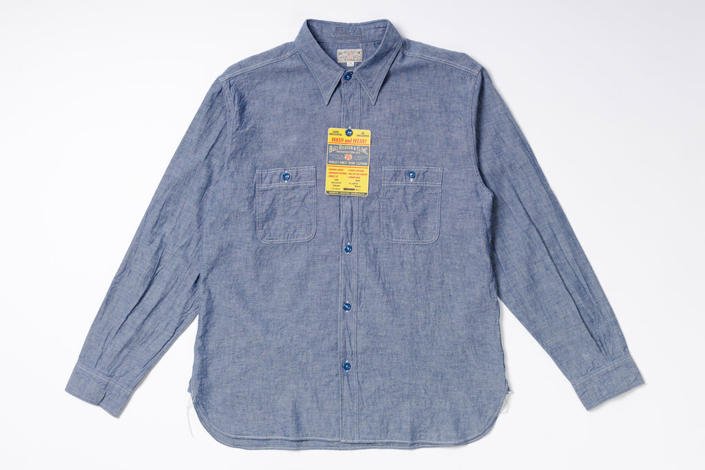 Chambray Shirt in Blue Front View