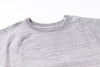 Close-up of a gray sweatshirt collar on a white background