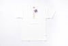 White t-shirt with a tag on a white background