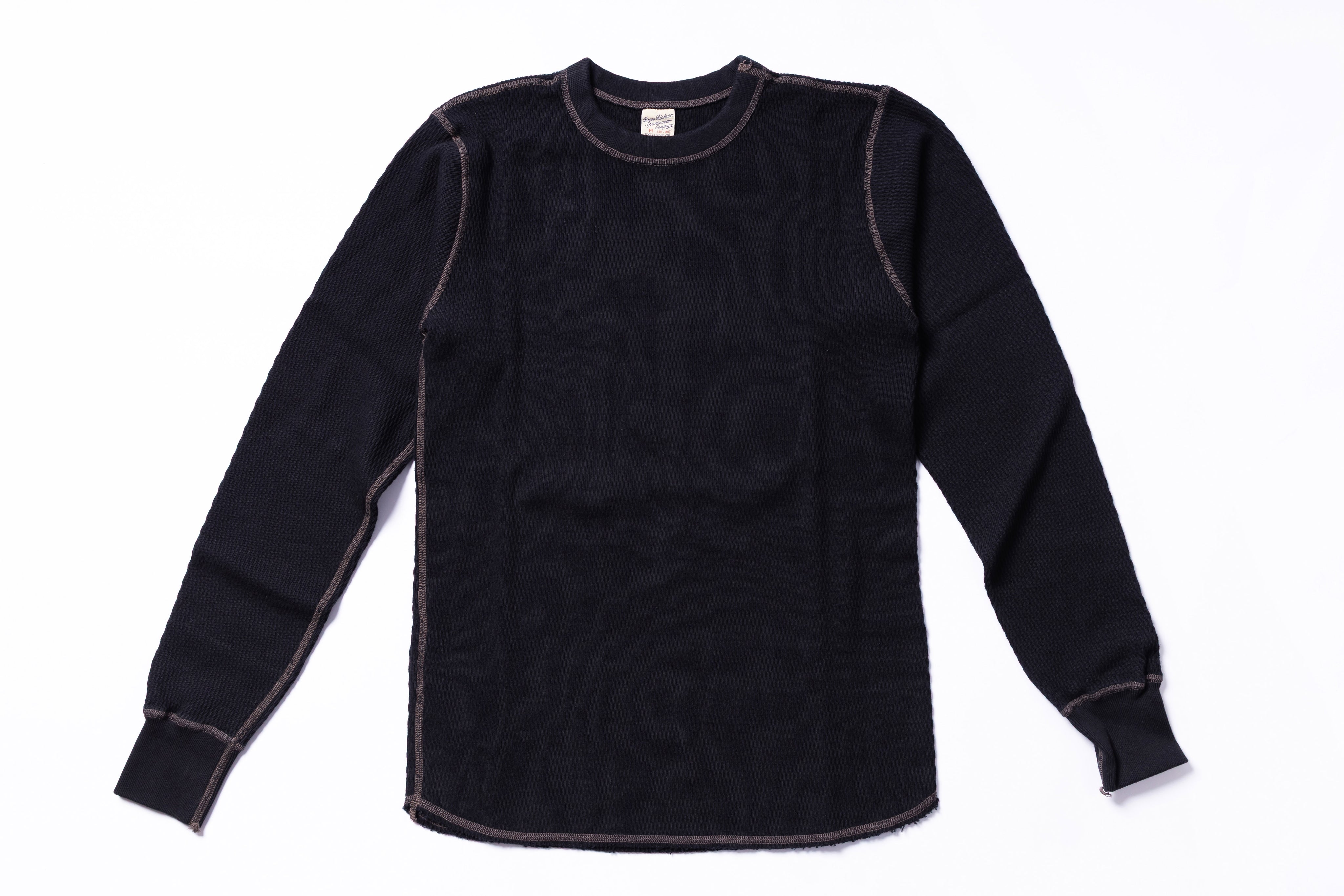 BUZZ RICKSON'S - Long Sleeve Thermal T-Shirt in Black