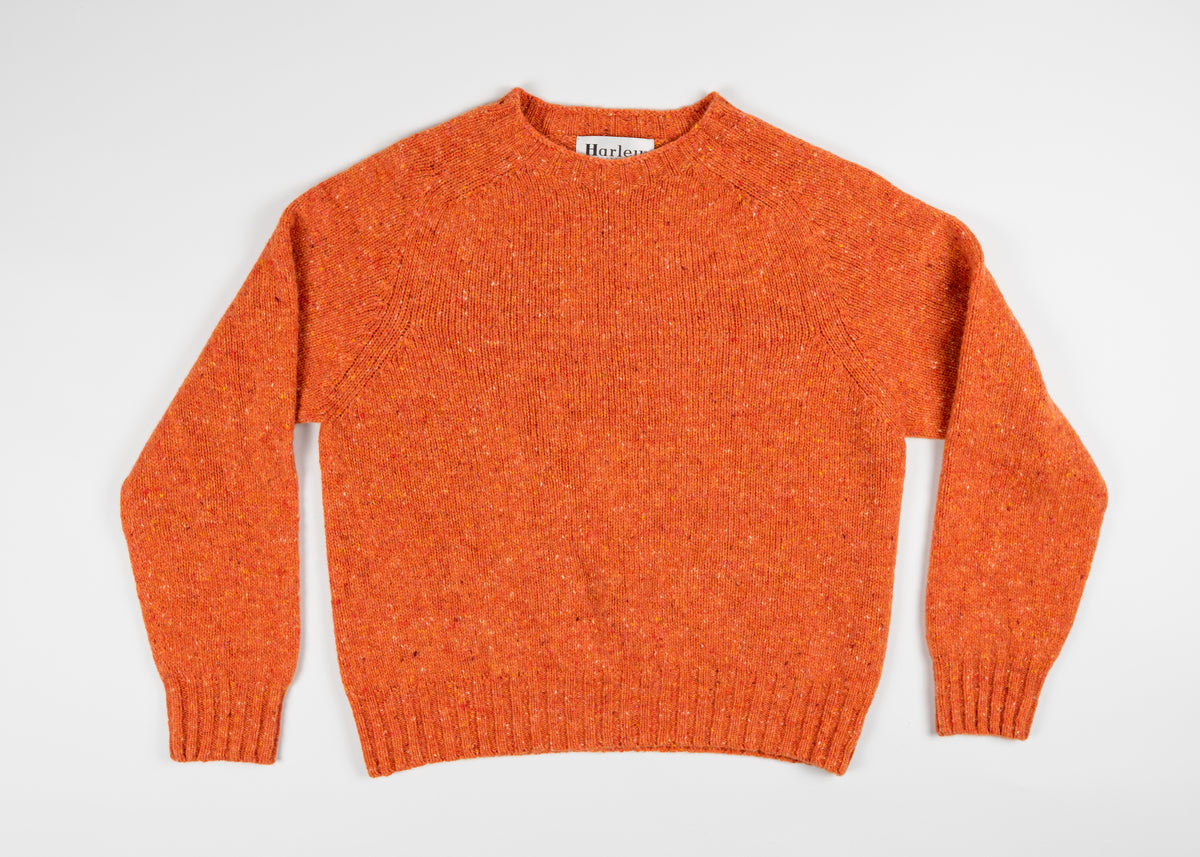 HARLEY OF SCOTLAND - Ladies Glenugie Nep Cropped Crew Neck Sweater in Stronsay-1