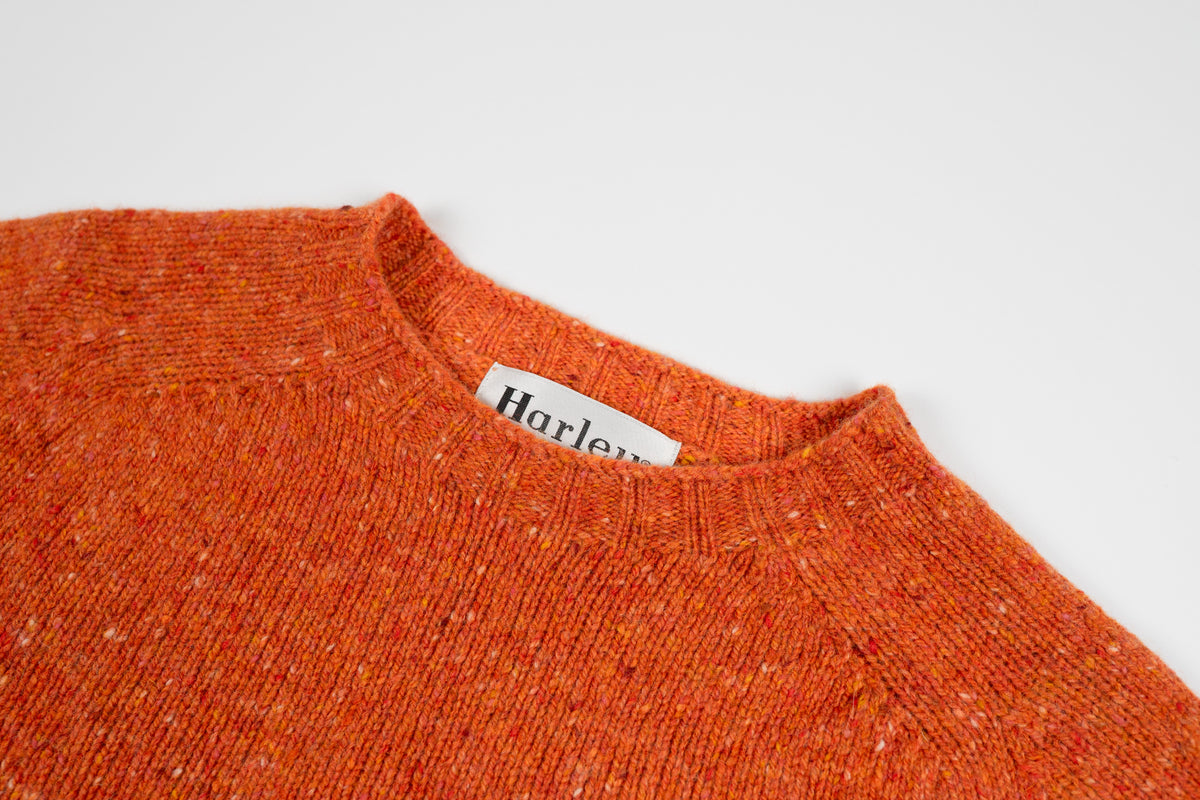 HARLEY OF SCOTLAND - Ladies Glenugie Nep Cropped Crew Neck Sweater in Stronsay-2