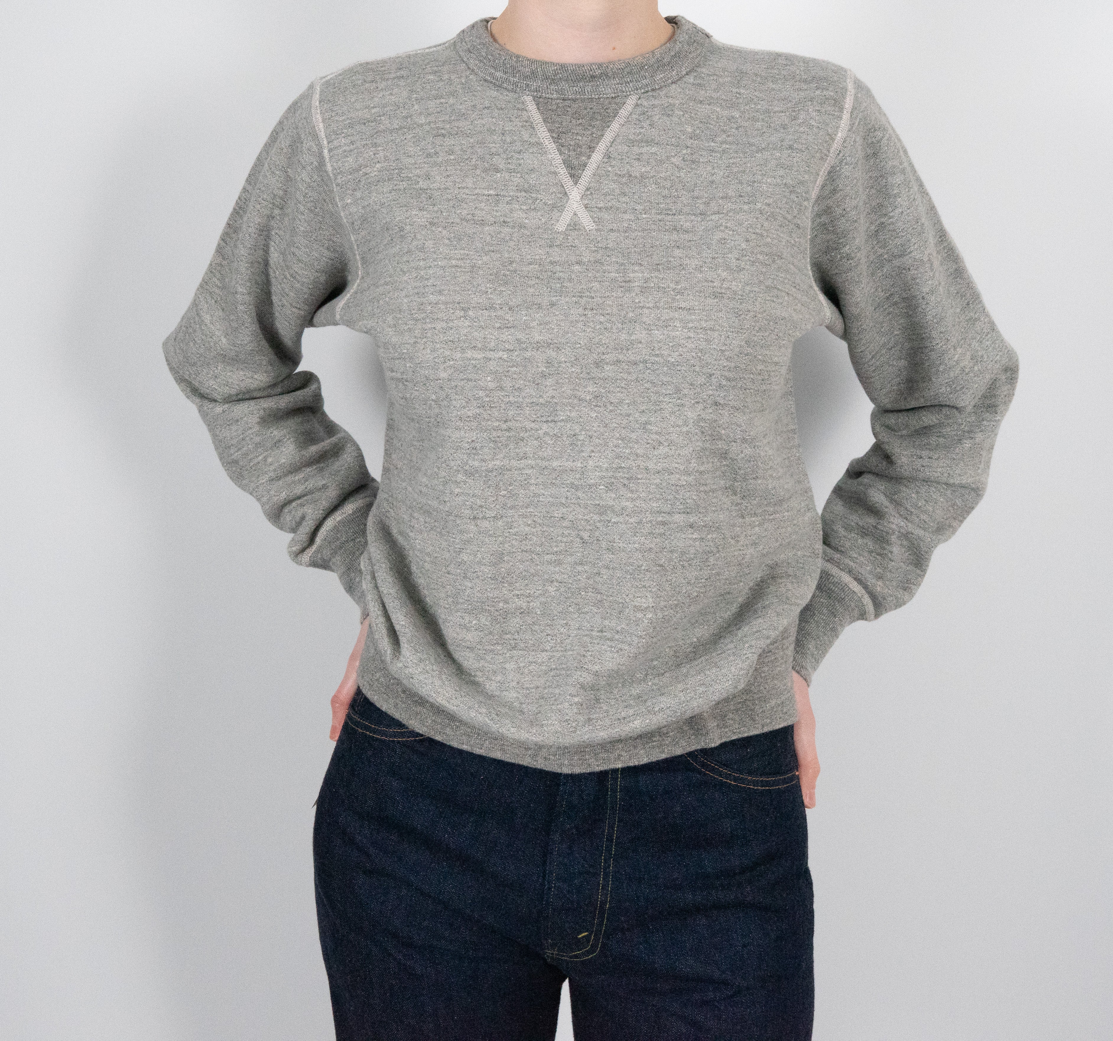BUZZ RICKSON'S - 4-Needle Plain Sweatshirt in Grey-6