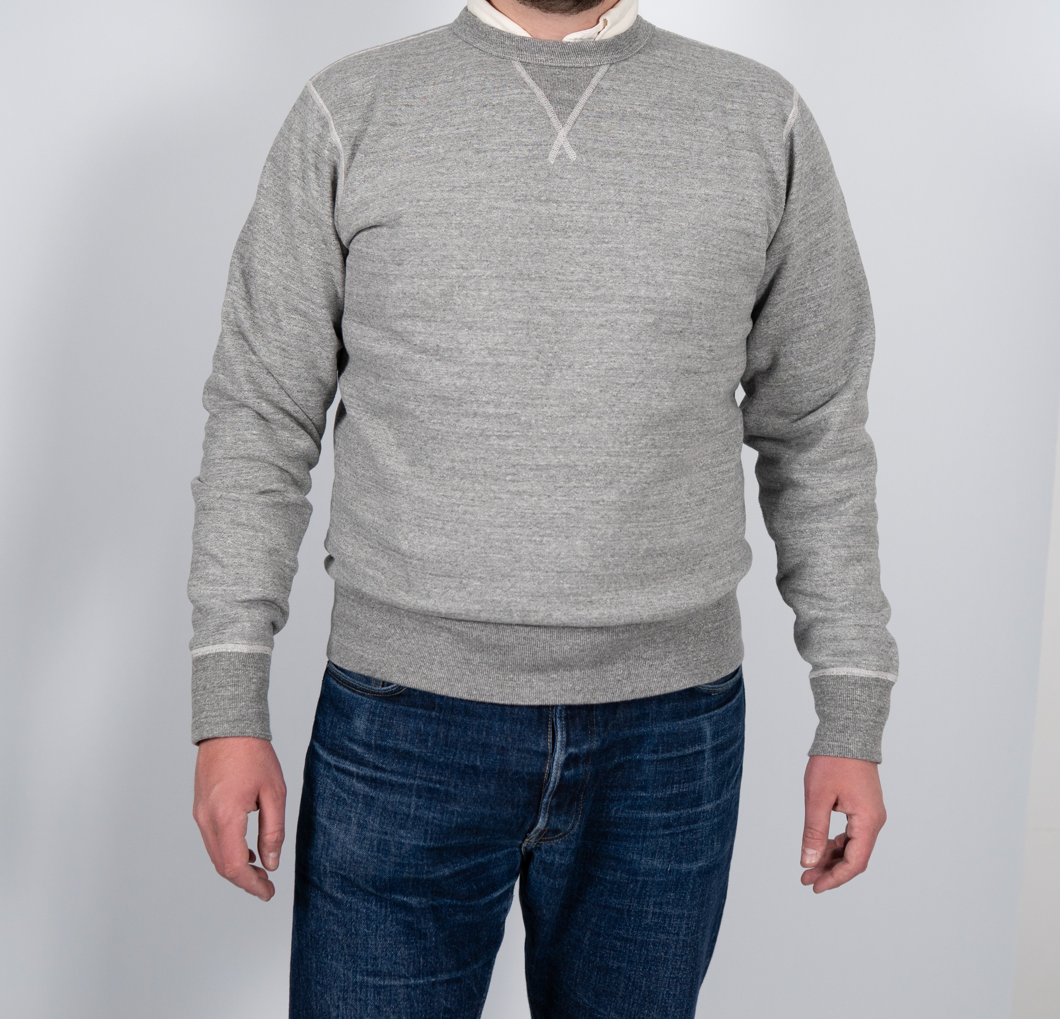 BUZZ RICKSON'S - 4-Needle Plain Sweatshirt in Grey-5