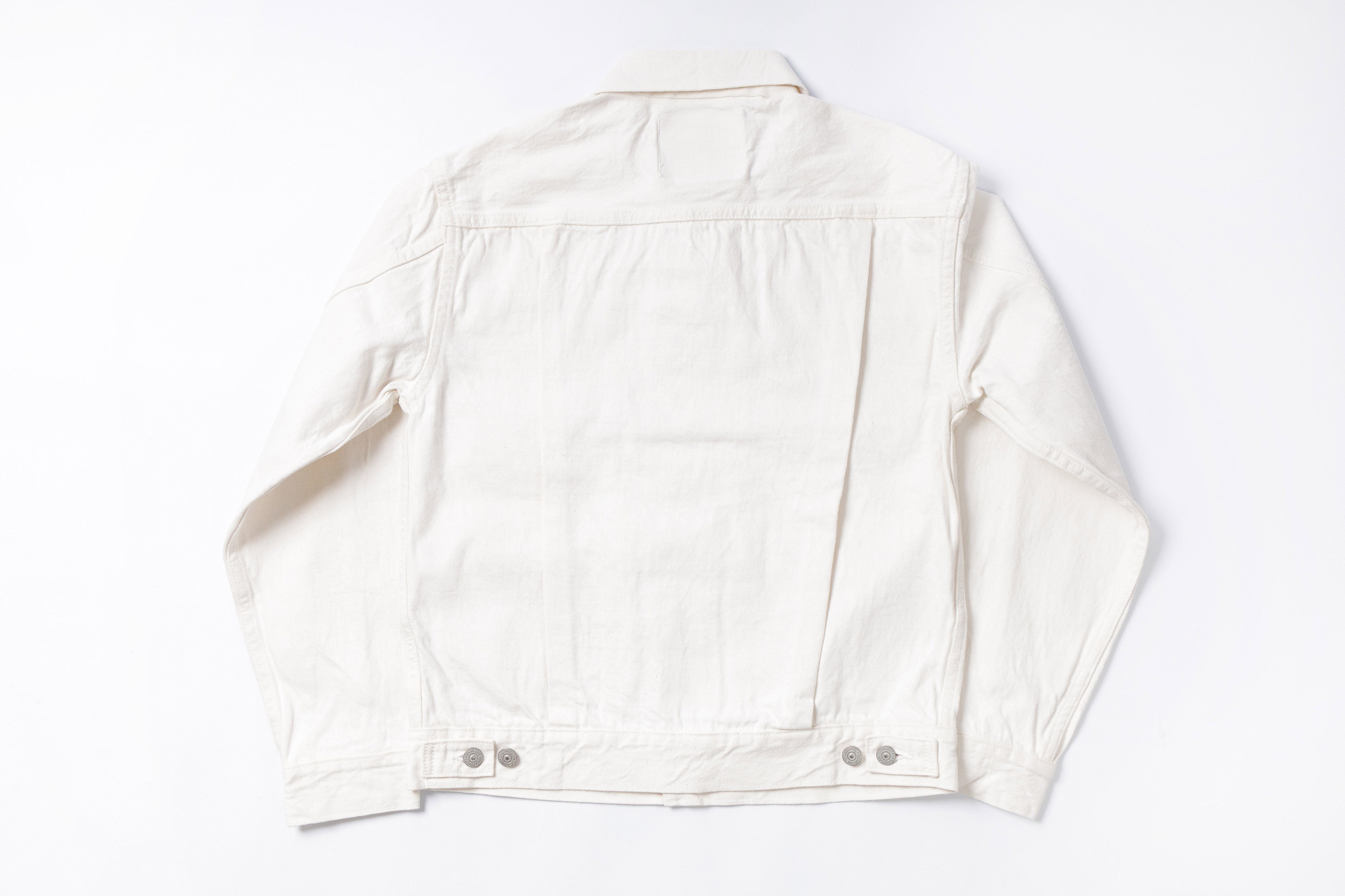 White Denim Jacket Back View