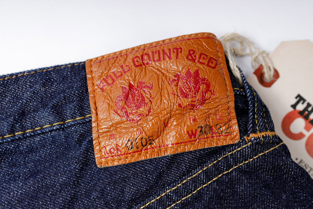 Wide Straight Jeans One Wash Goatskin Leather Patch