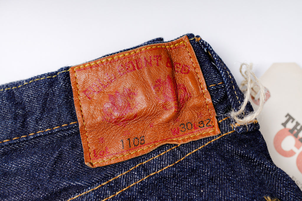 FULLCOUNT Slim Straight Jeans One Wash Goatskin Leather Patch