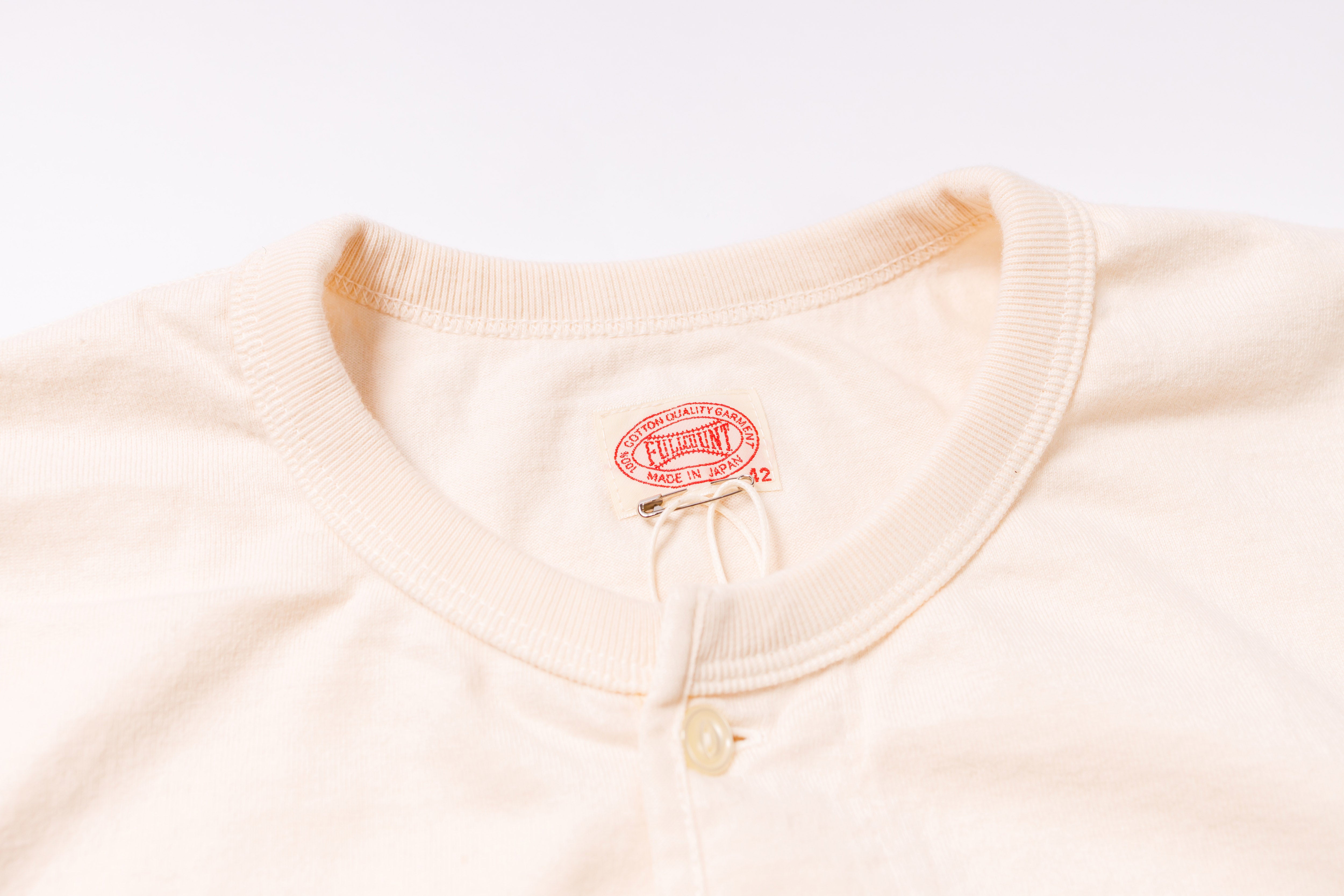 FULLCOUNT - Flat Seam Heavyweight Henley T Shirt in Ecru