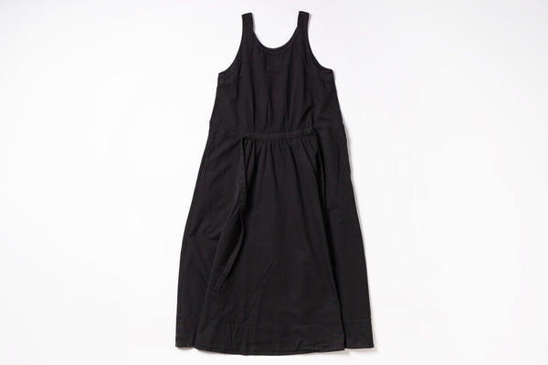 Black sleeveless dress on a white background