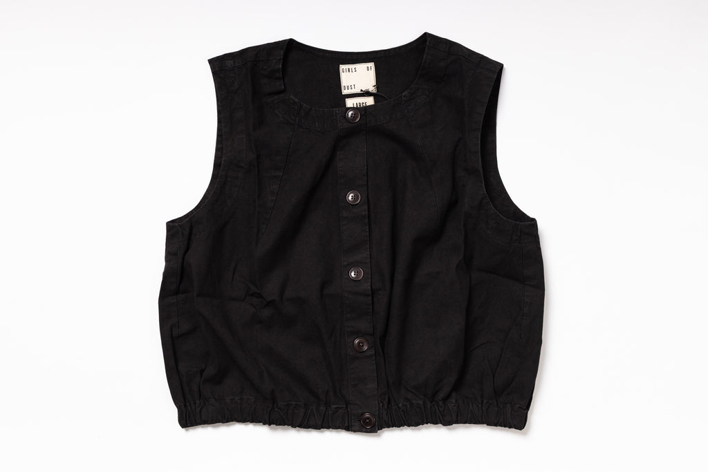 Black sleeveless vest on a white background