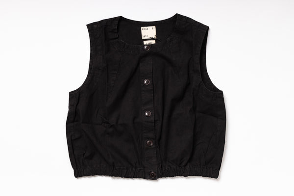 Black sleeveless vest on a white background