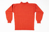 Back view of an orange sweater on a white background