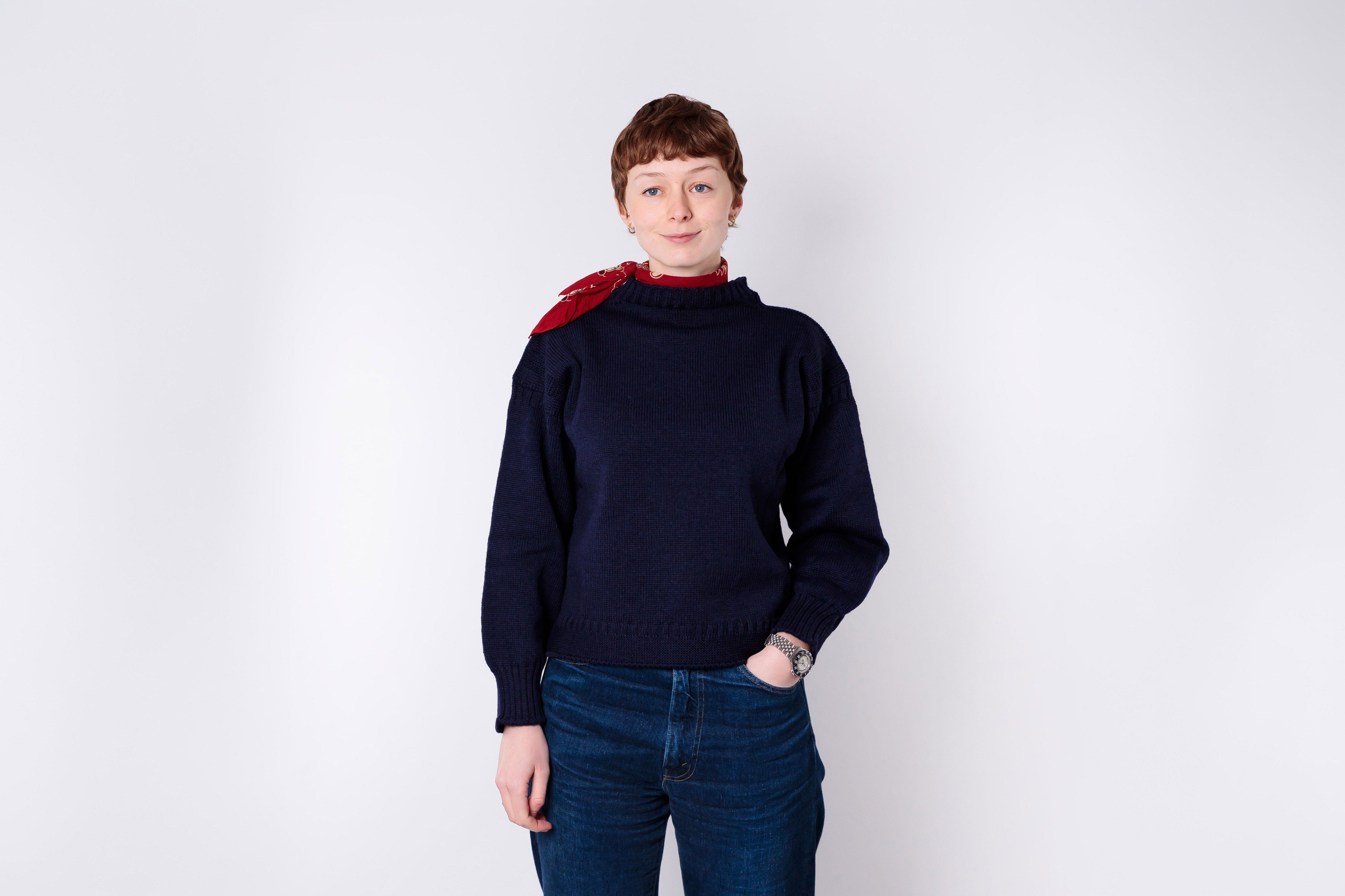 GUERNSEY WOOLLENS x DOE&DOG - Amelia Jumper in Navy-2