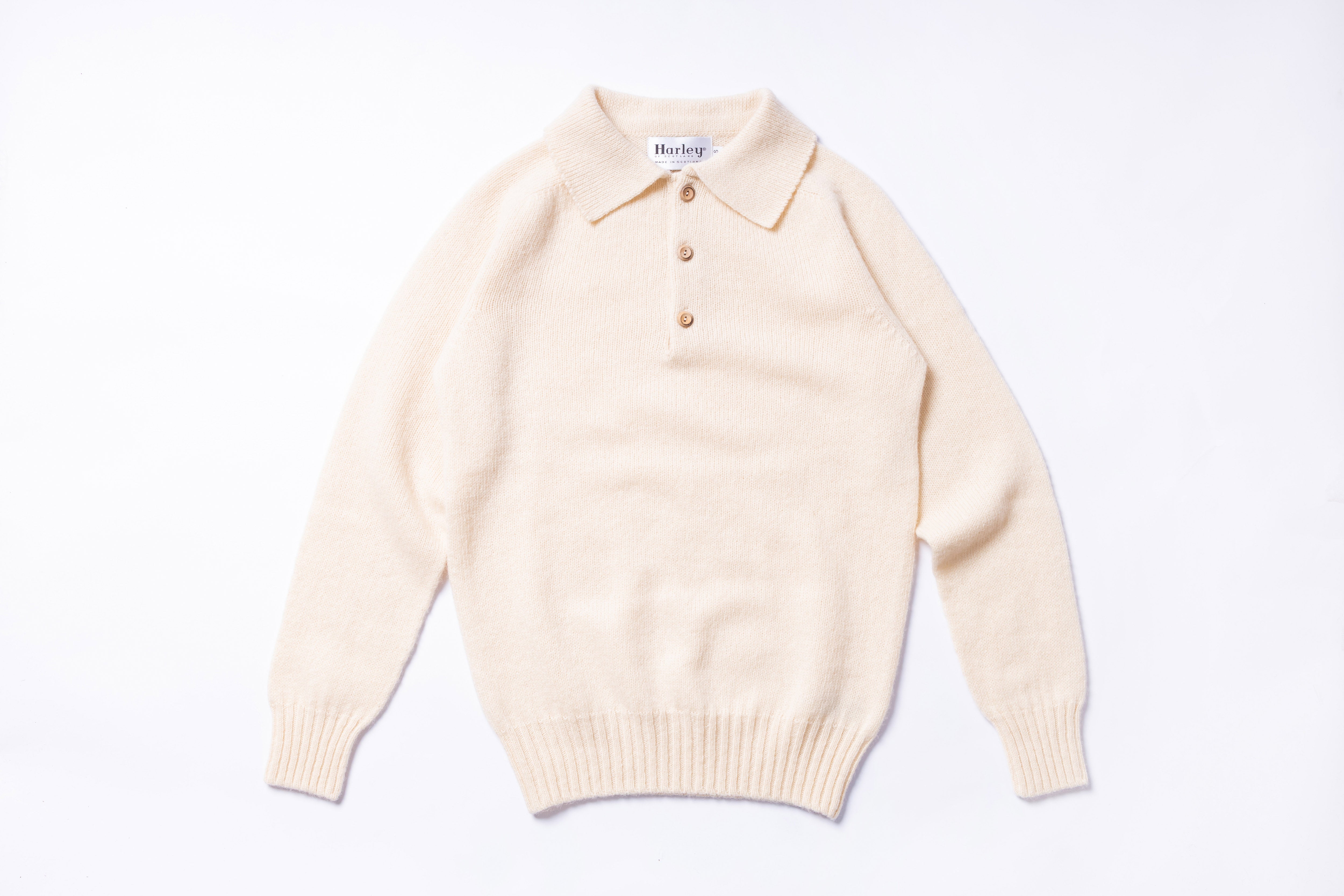 HARLEY OF SCOTLAND - Eton Polo Sweater in Vanilla-1