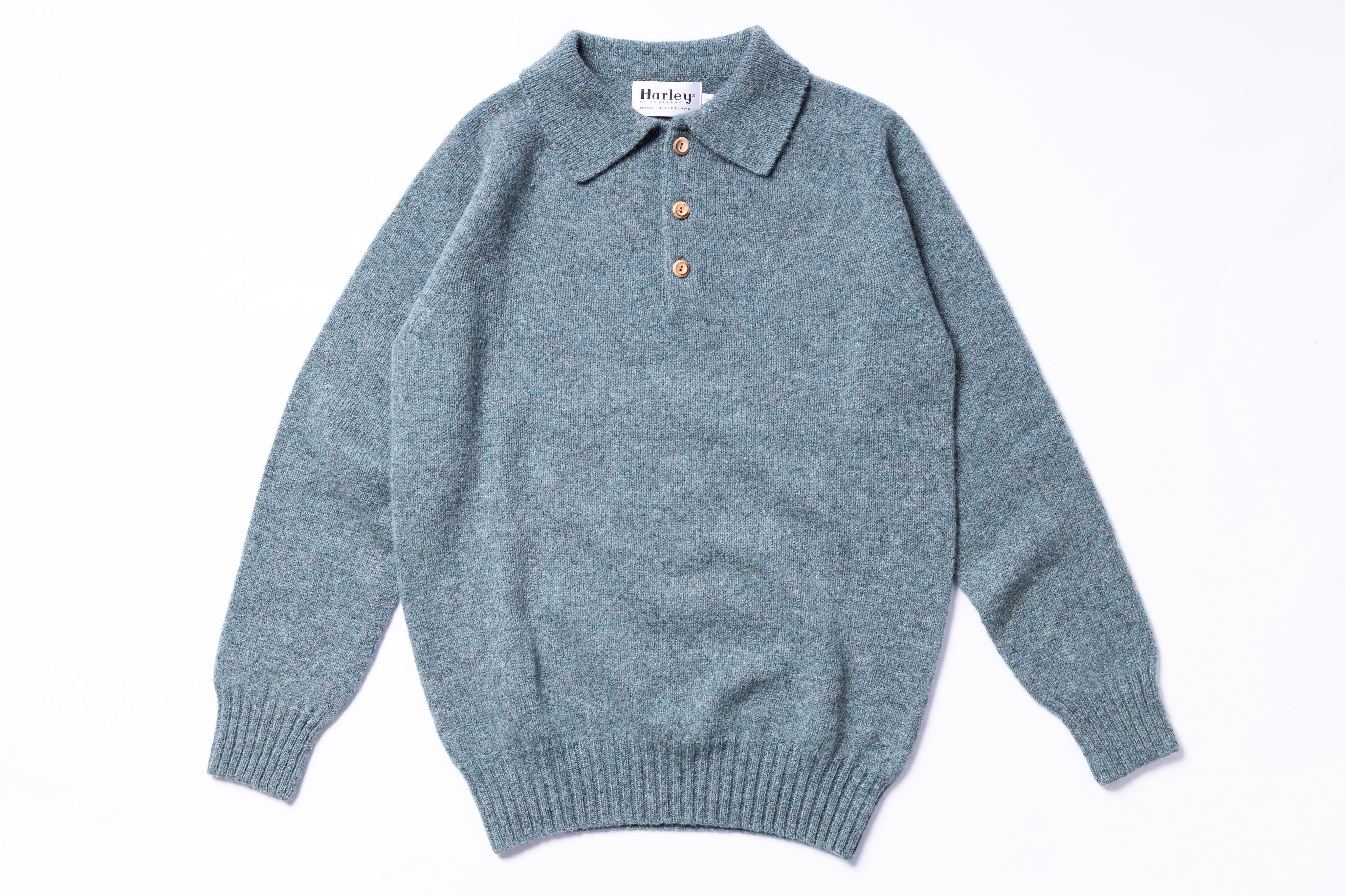 HARLEY OF SCOTLAND - Eton Polo Sweater in Verdigris