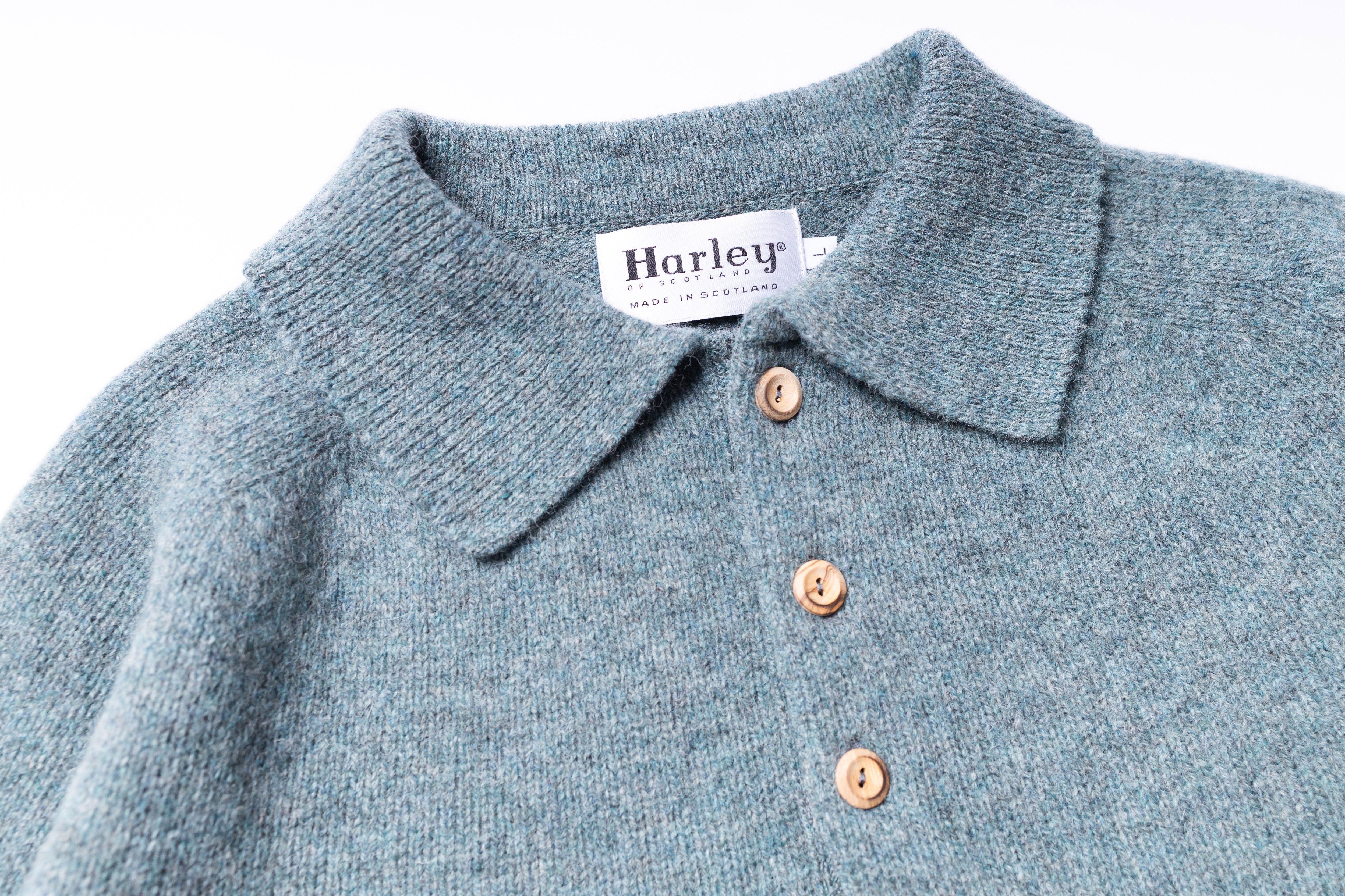 HARLEY OF SCOTLAND - Eton Polo Sweater in Verdigris-2