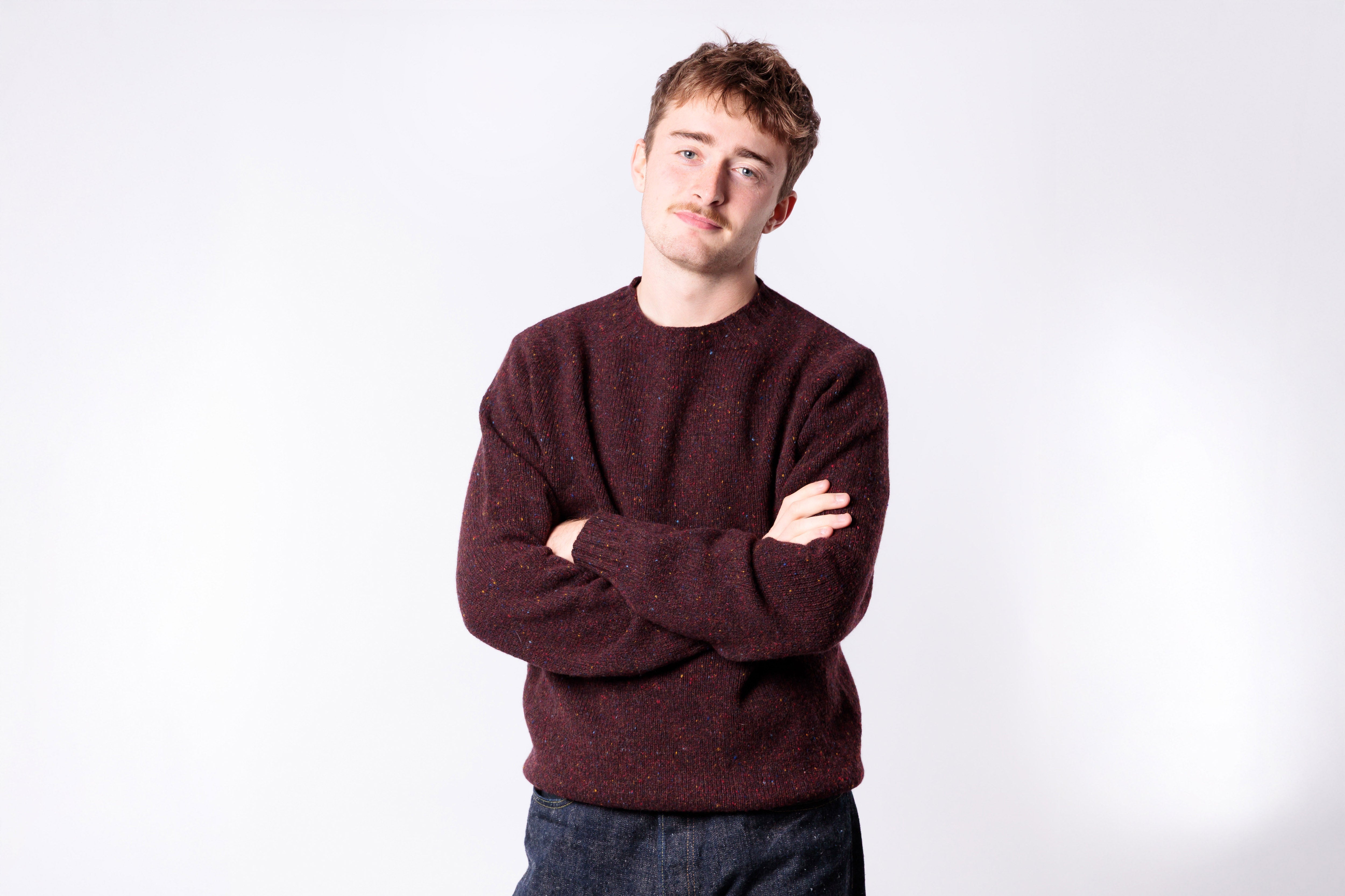 HARLEY OF SCOTLAND - Glenugie Nep Crewneck Sweater in Lewis-2