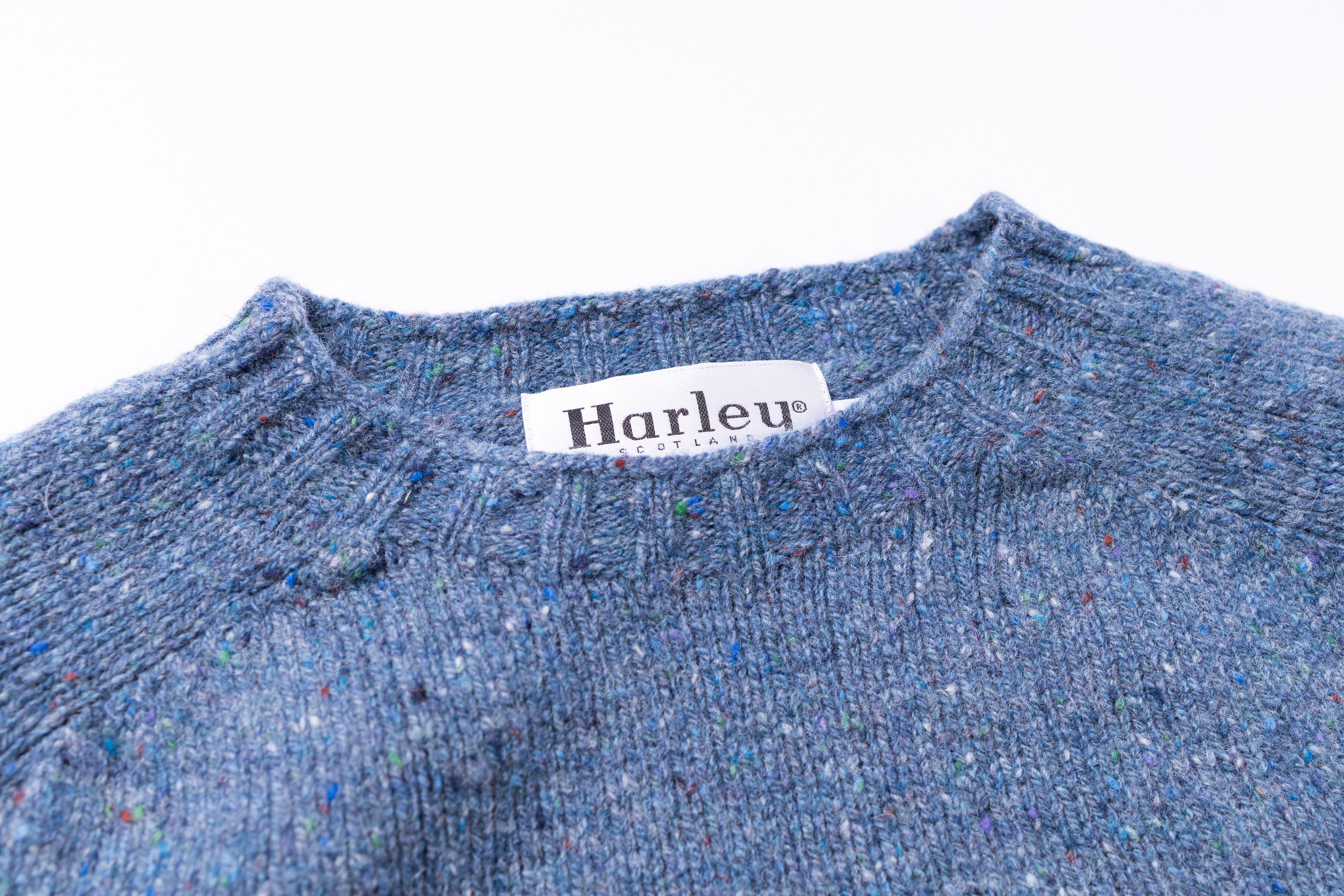 HARLEY OF SCOTLAND - Ladies Glenugie Nep Cropped Crew Neck Sweater in Ossain-2