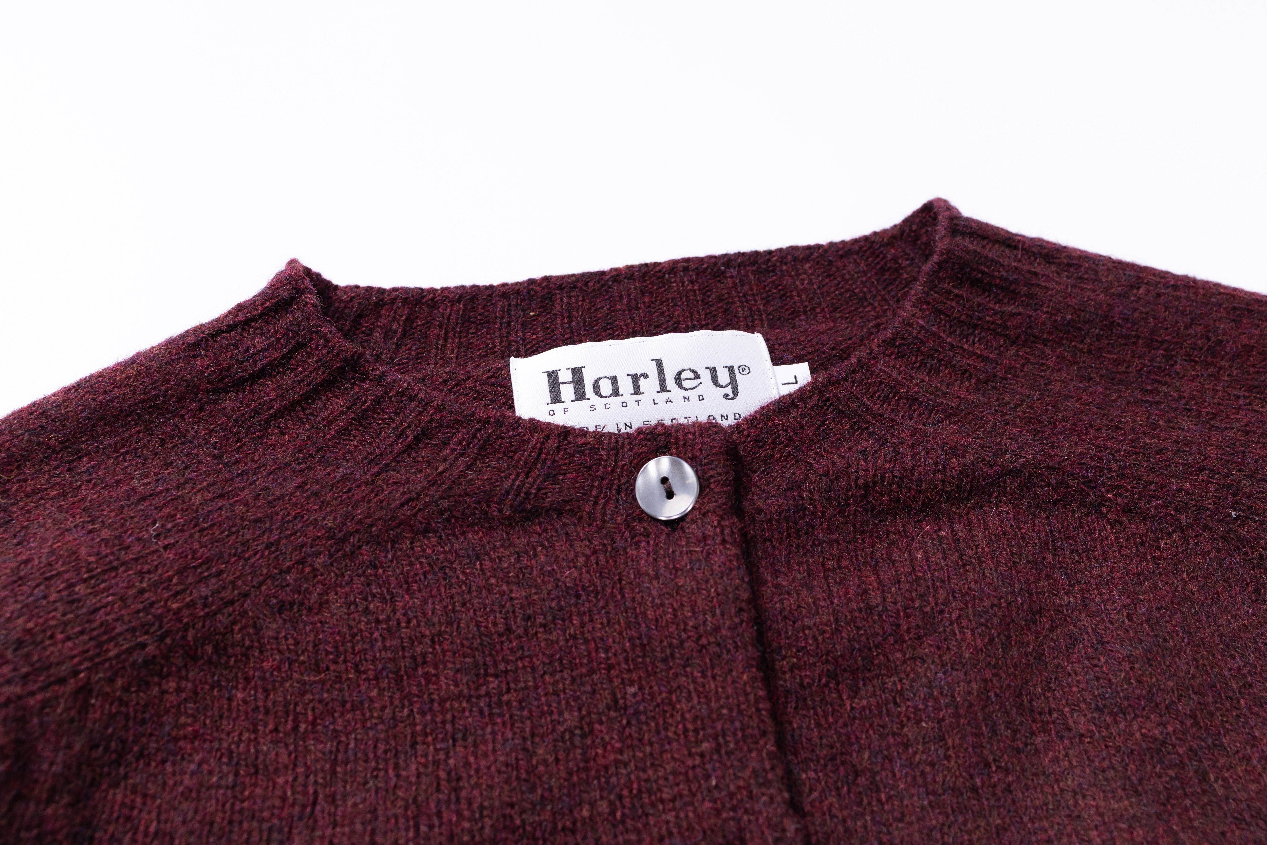 HARLEY OF SCOTLAND - Ladies Glenugie Soft Cropped Cardigan in Beetroot-2