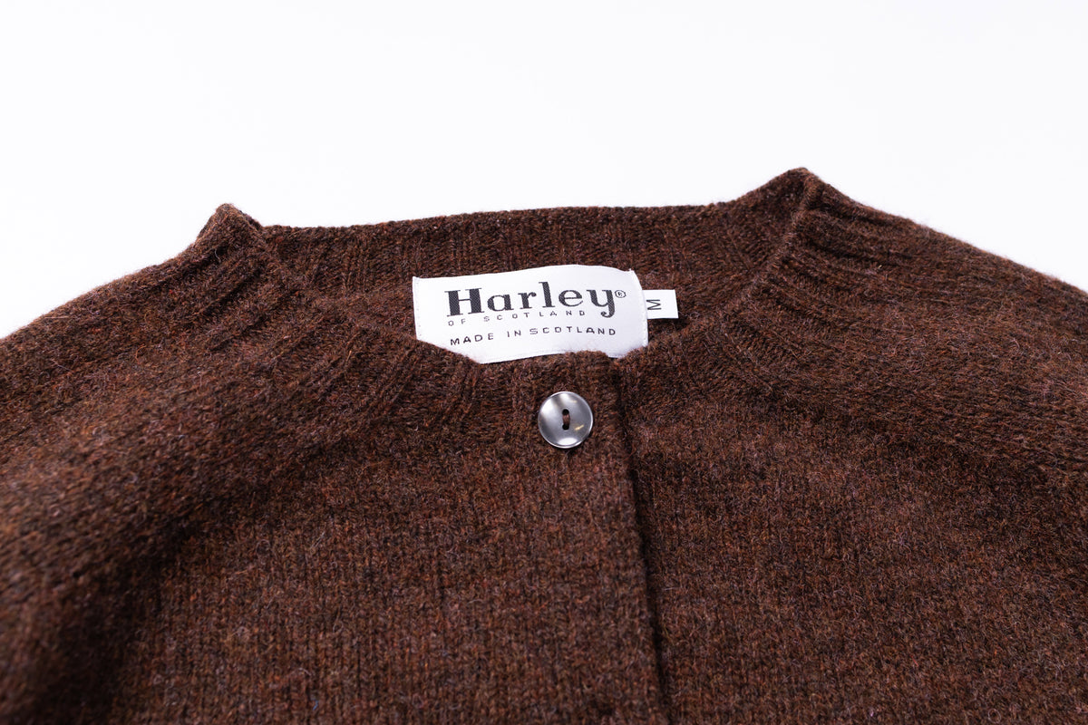 HARLEY OF SCOTLAND - Ladies Glenugie Soft Cropped Cardigan in Marron-2