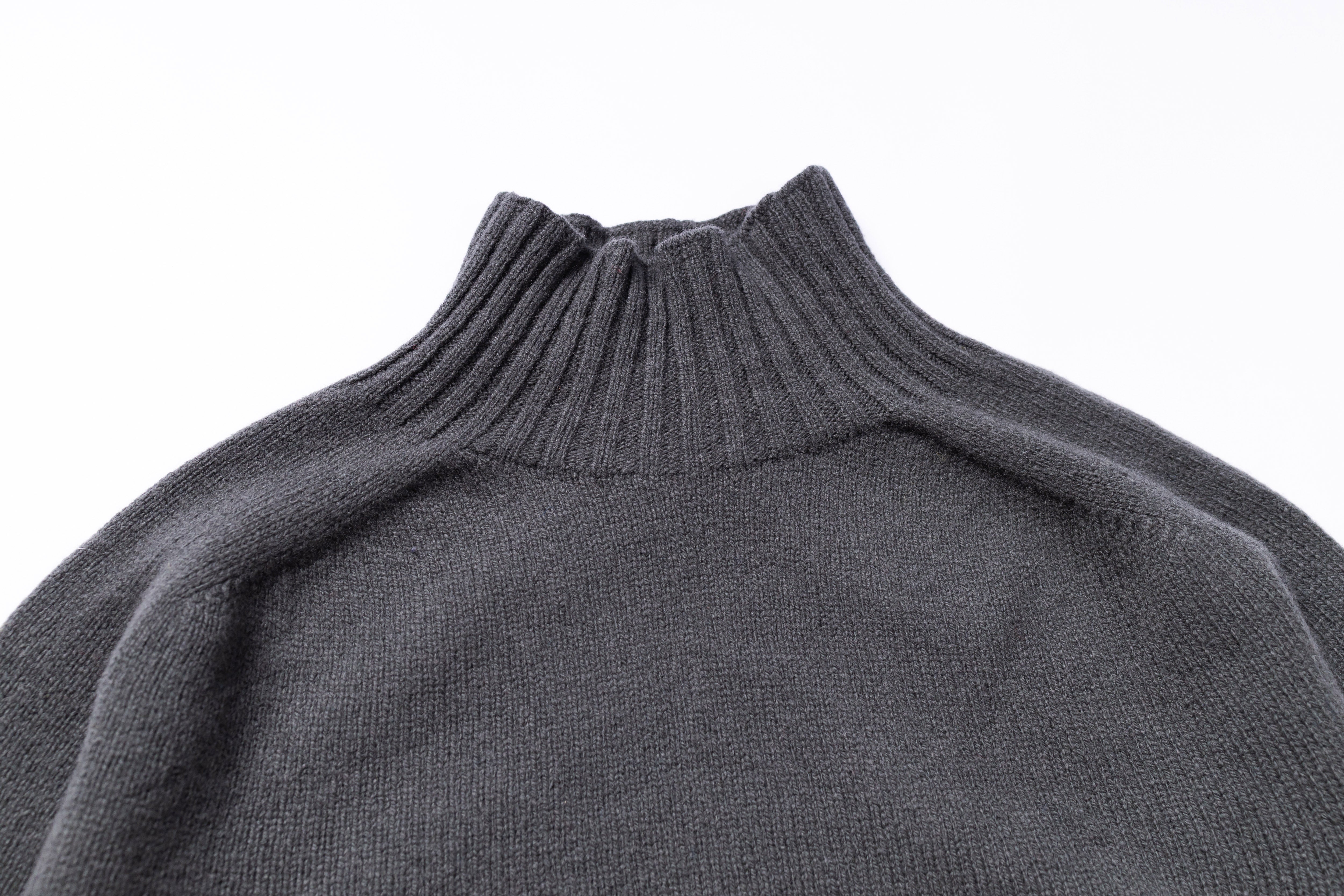 HARLEY OF SCOTLAND - Ladies Superfine Lambswool Mock Neck in Drill Grey-2