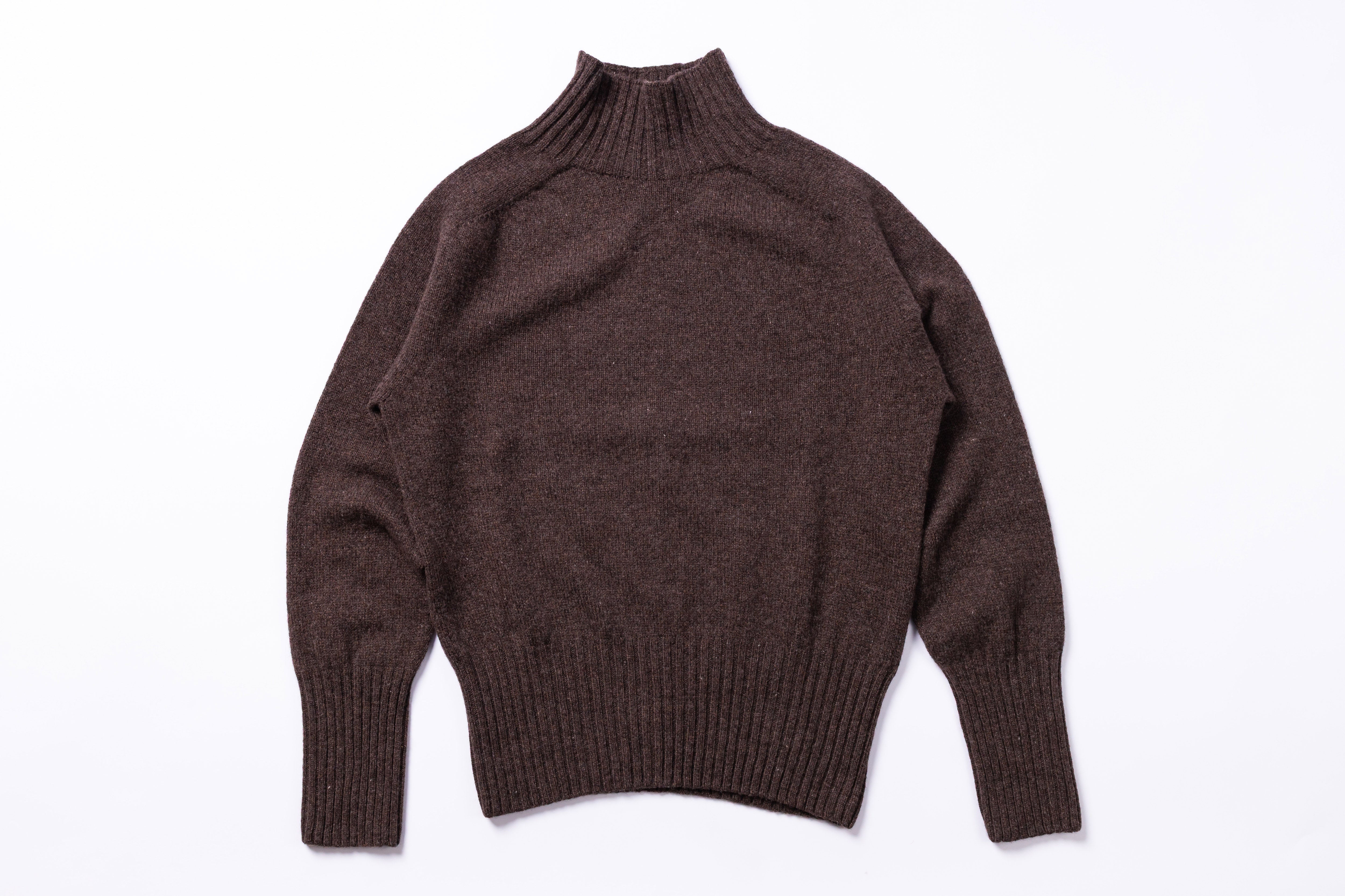 HARLEY OF SCOTLAND - Ladies Superfine Lambswool Mock Neck in Porcupine-1