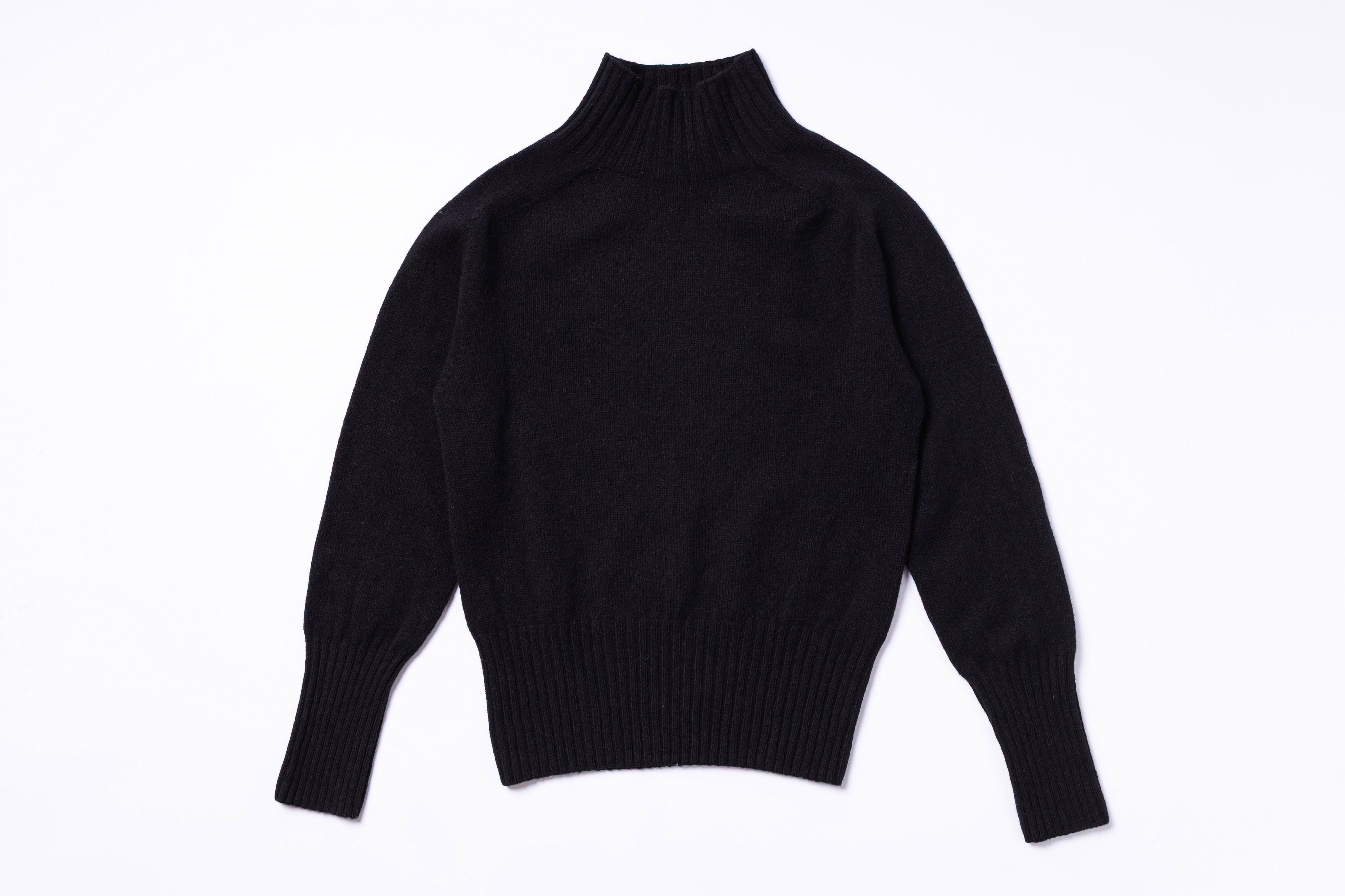 HARLEY OF SCOTLAND - Ladies Superfine Lambswool Mock Turtle Neck in Black