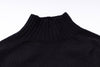 Close-up of a black turtleneck sweater on a white background