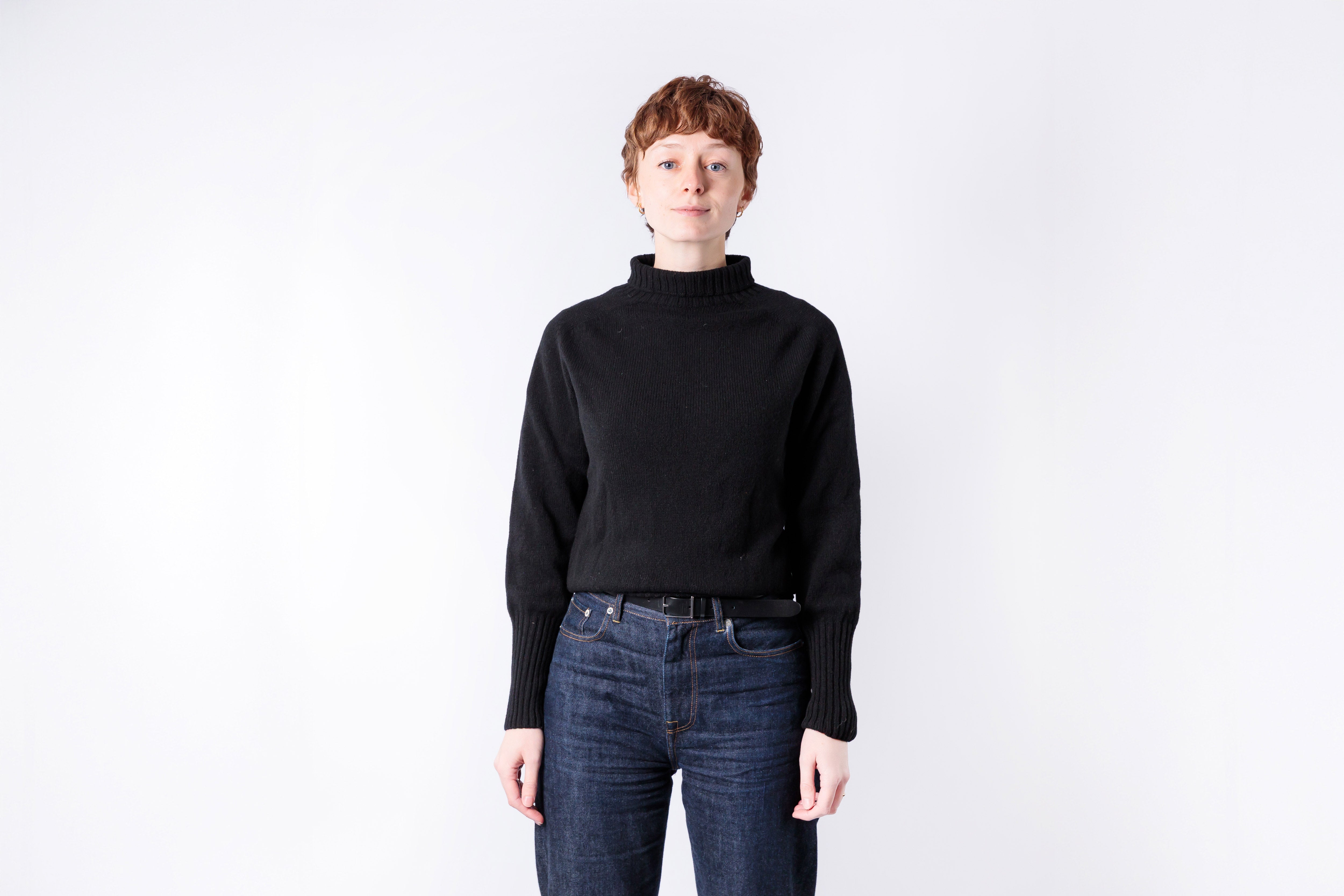 HARLEY OF SCOTLAND - Ladies Superfine Lambswool Mock Turtle Neck in Black-2
