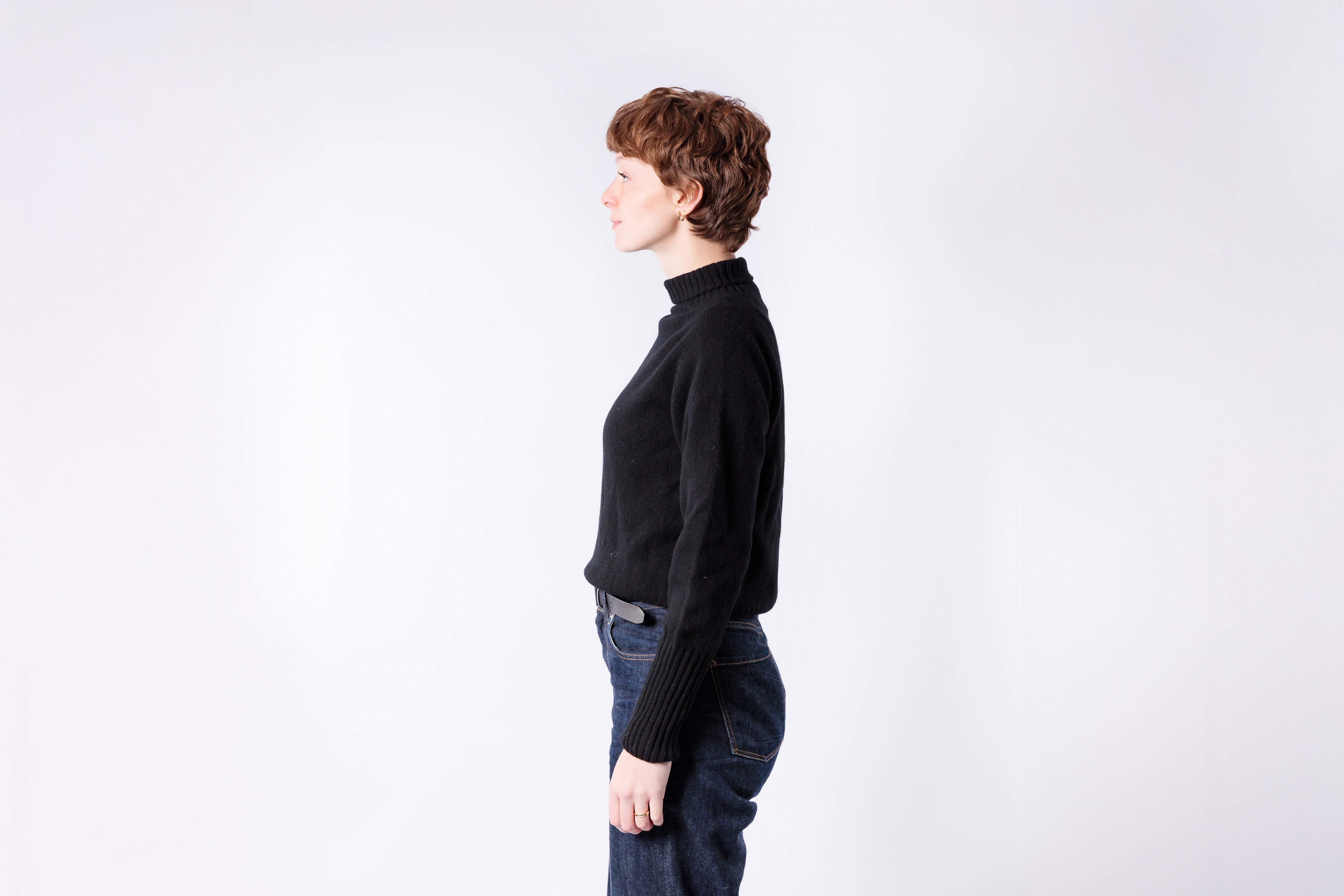 HARLEY OF SCOTLAND - Ladies Superfine Lambswool Mock Turtle Neck in Black-3