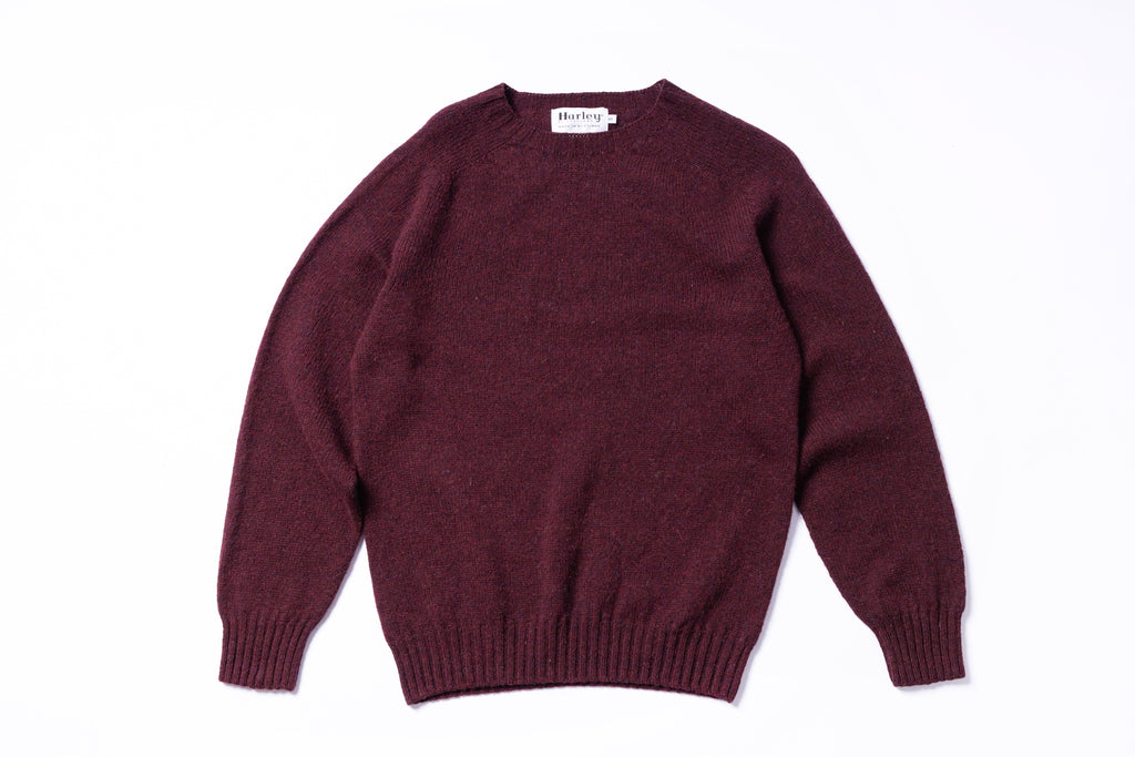 HARLEY OF SCOTLAND Pure New Wool Crewneck Sweater in Beetroot