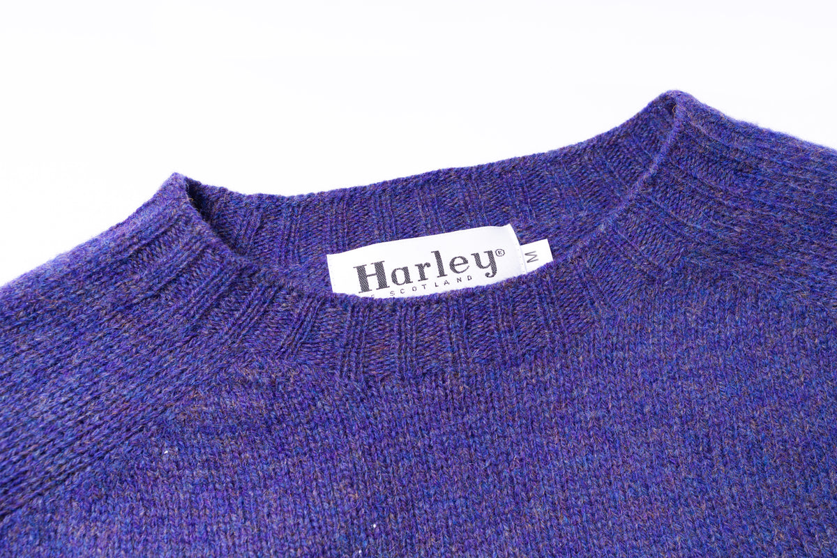 HARLEY OF SCOTLAND - Pure New Wool Crewneck Sweater in Iris Purple