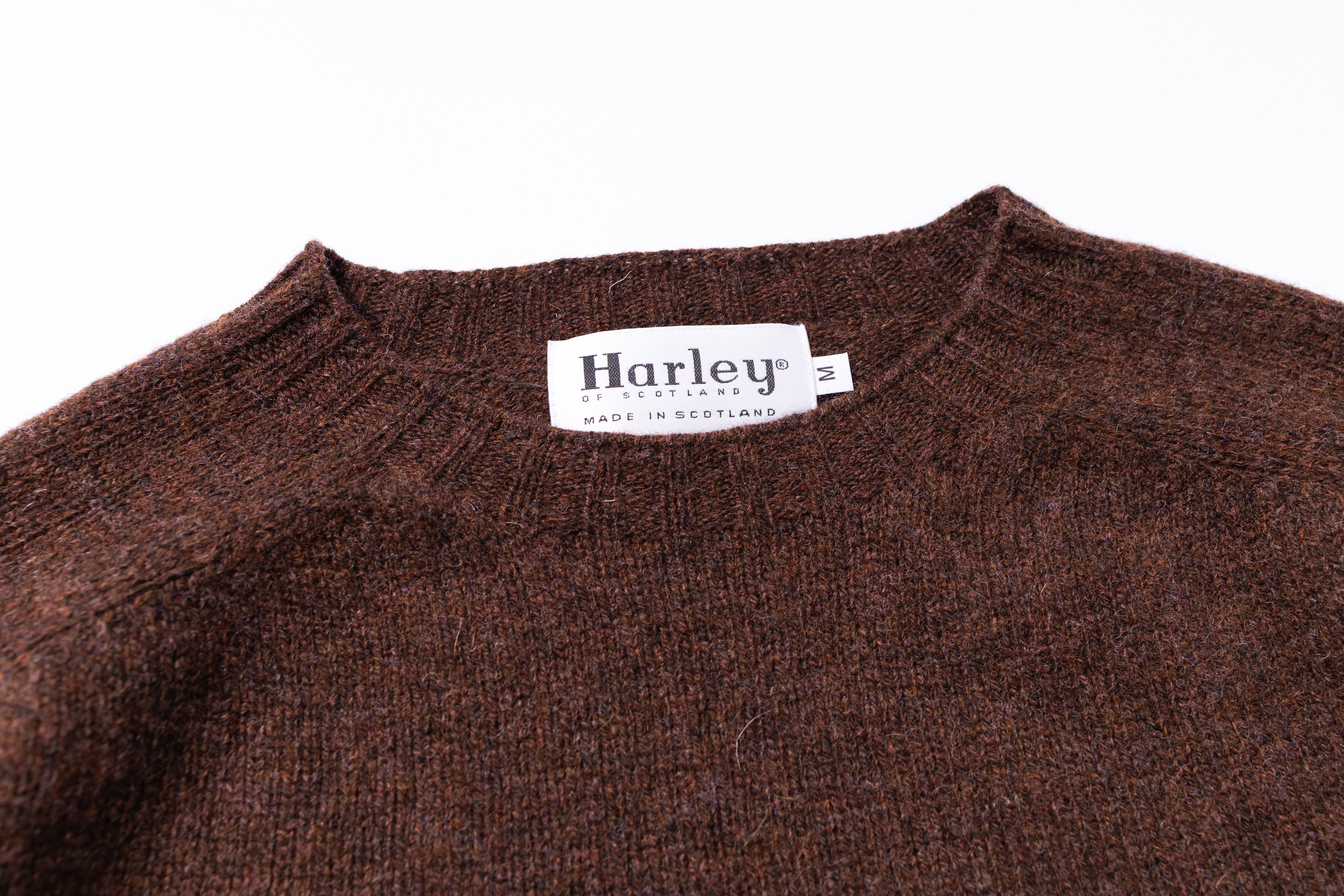 HARLEY OF SCOTLAND - Pure New Wool Crewneck Sweater in Marron-2