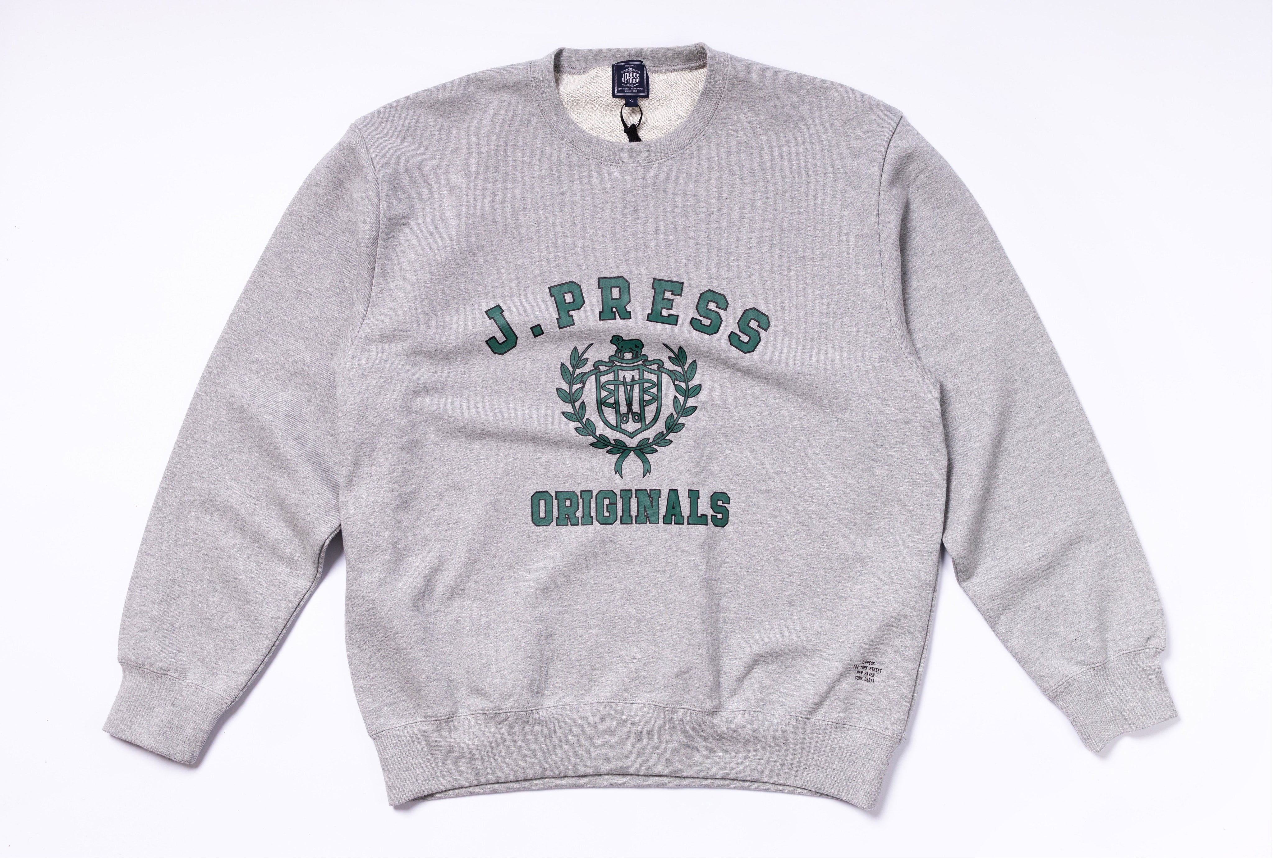 J.PRESS ORIGINALS - Supima Recycle Cotton CREST Logo Sweat in Grey
