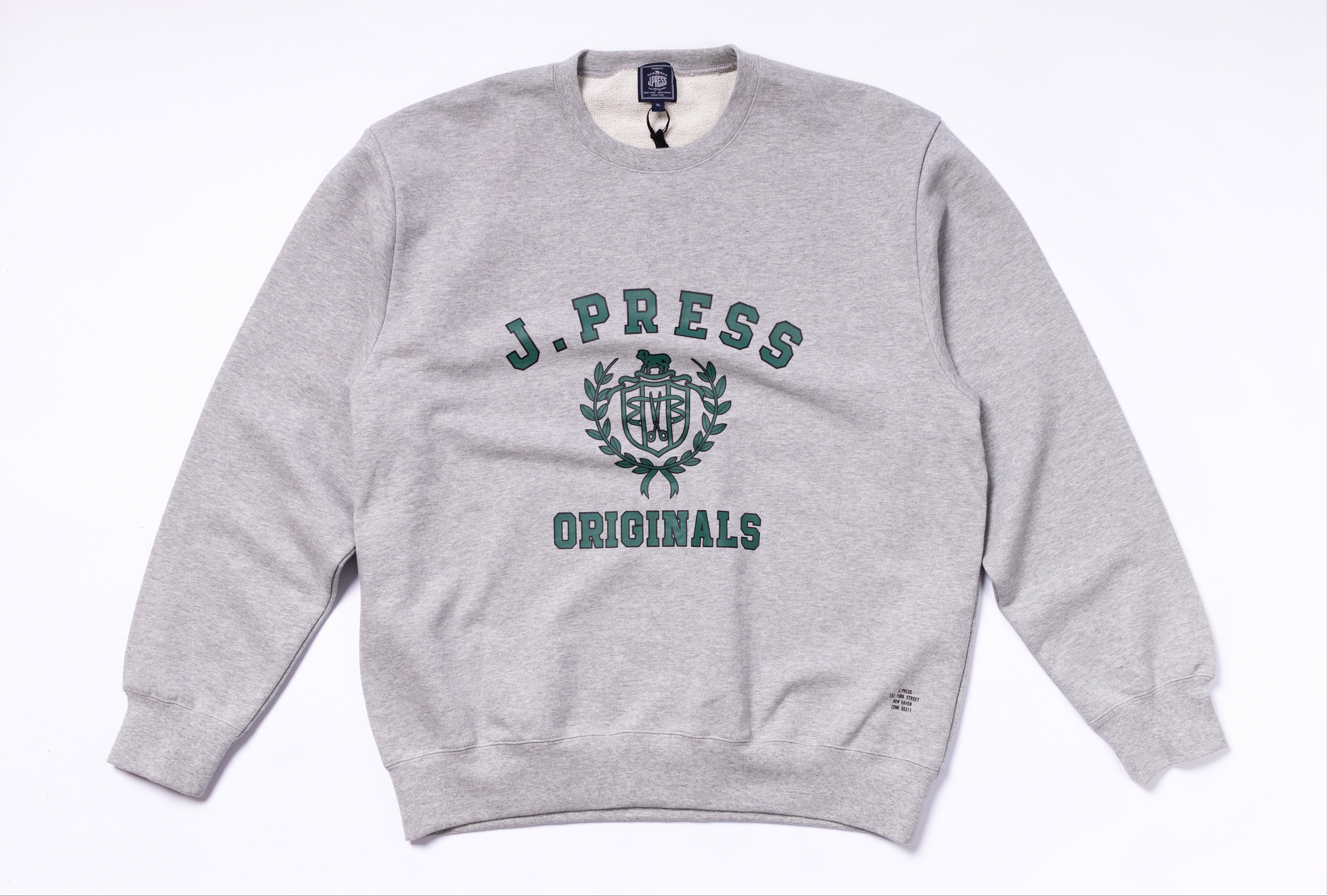 J.PRESS ORIGINALS - Supima Recycle Cotton CREST Logo Sweat in Grey-1