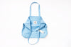 Light blue baby carrier with straps on a white background