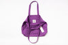 Purple bag with a visible brand logo on a white background