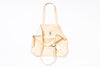 Beige backpack on a white background