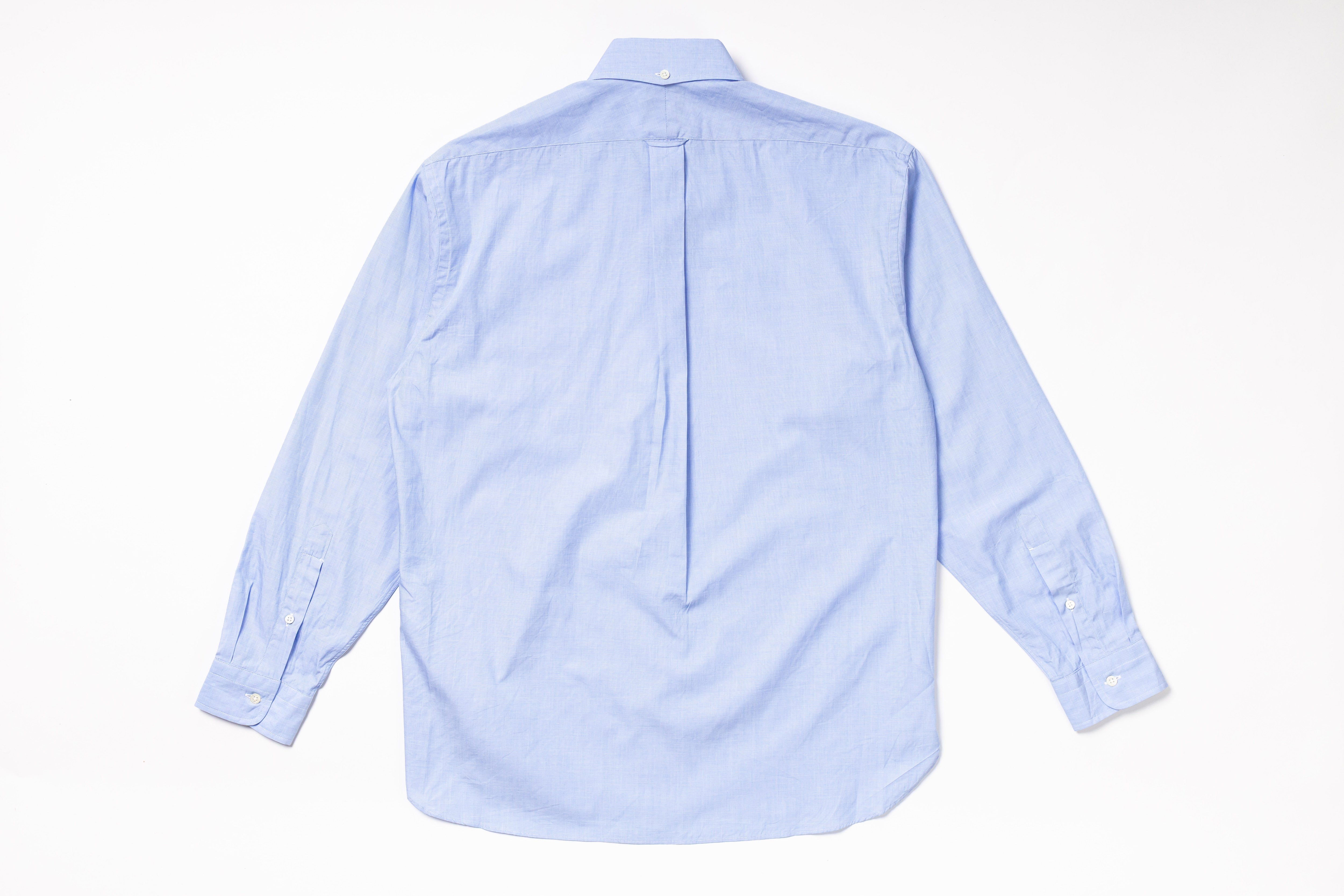Light blue button-up shirt on a white background