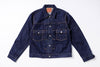 Blue denim jacket on a white background