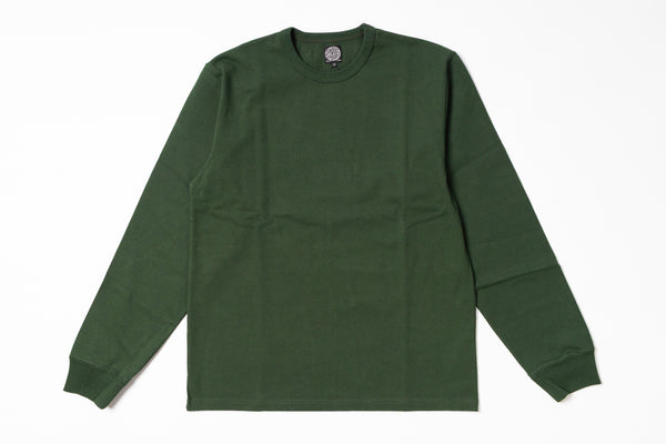 Green long-sleeve shirt on a white background