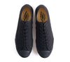 Pair of black sneakers with brand logo on a white background