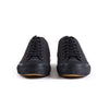 Pair of black sneakers on a white background