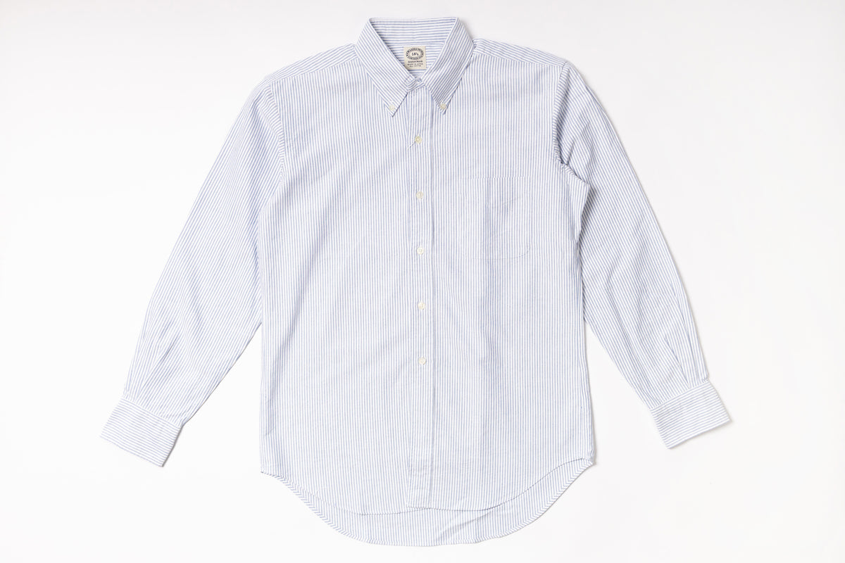 Oxford Shirt with Blue stripes on a white background
