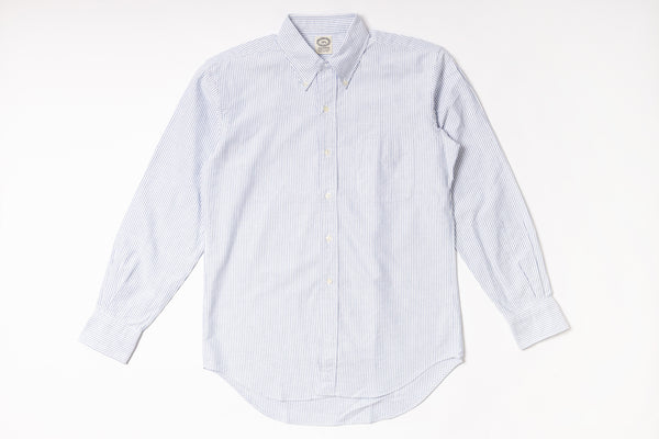 Oxford Shirt with Blue stripes on a white background
