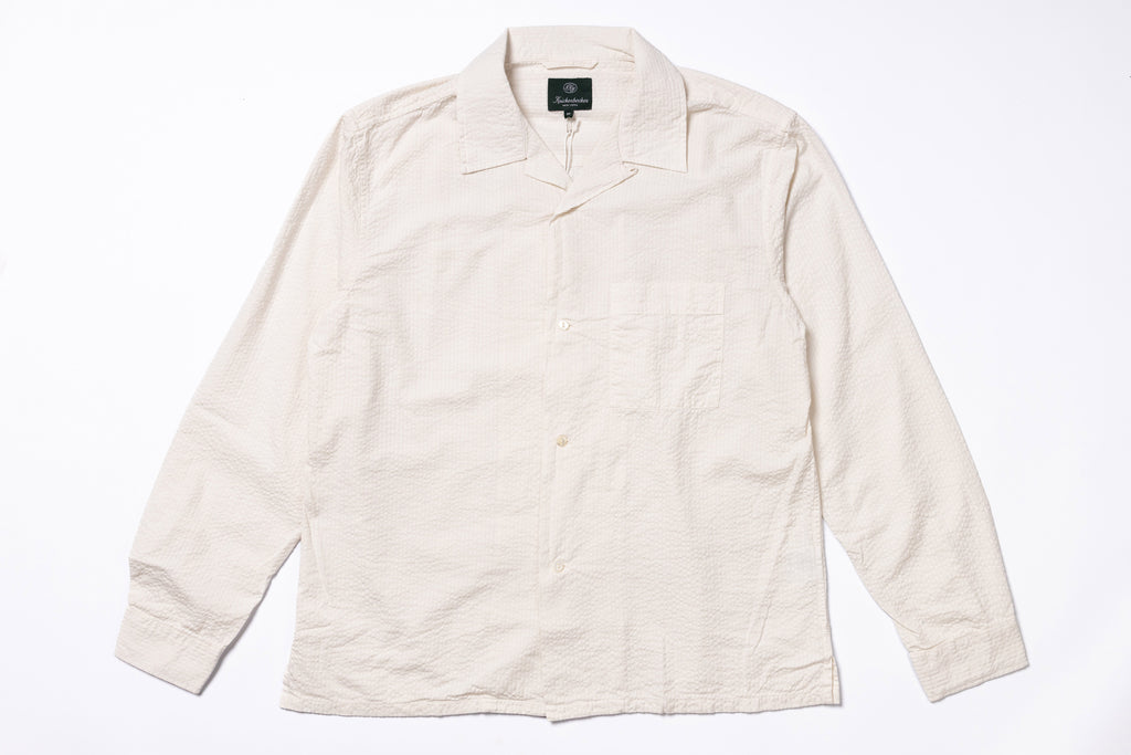 White seersucker shirt on a white background