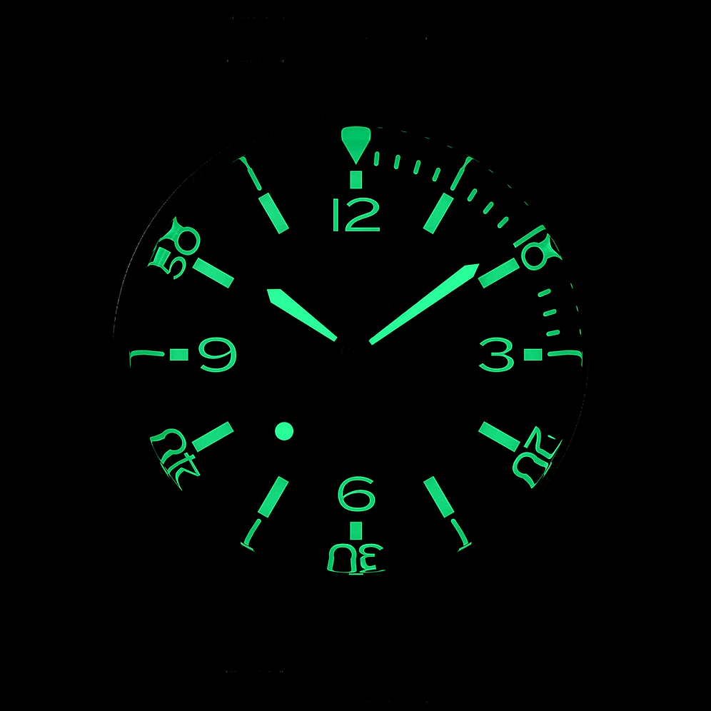 KUOE - Sombrero 90-011 Green Linen Textured Dial with Flat-Link Bracelet-10