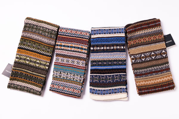 Four patterned fabric swatches on a white background