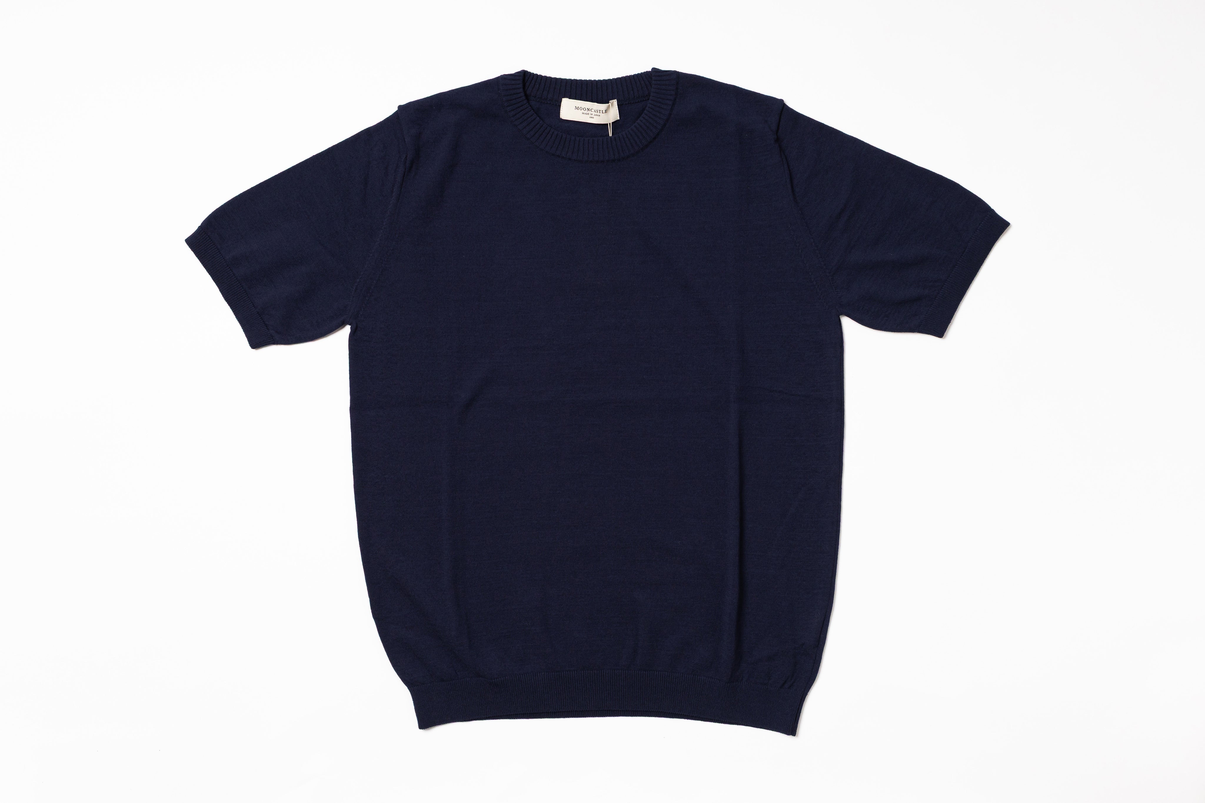 Navy blue t-shirt on a white background
